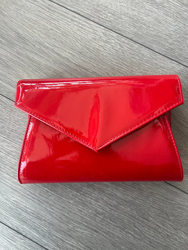 Black patent envelope clutch bag best sale