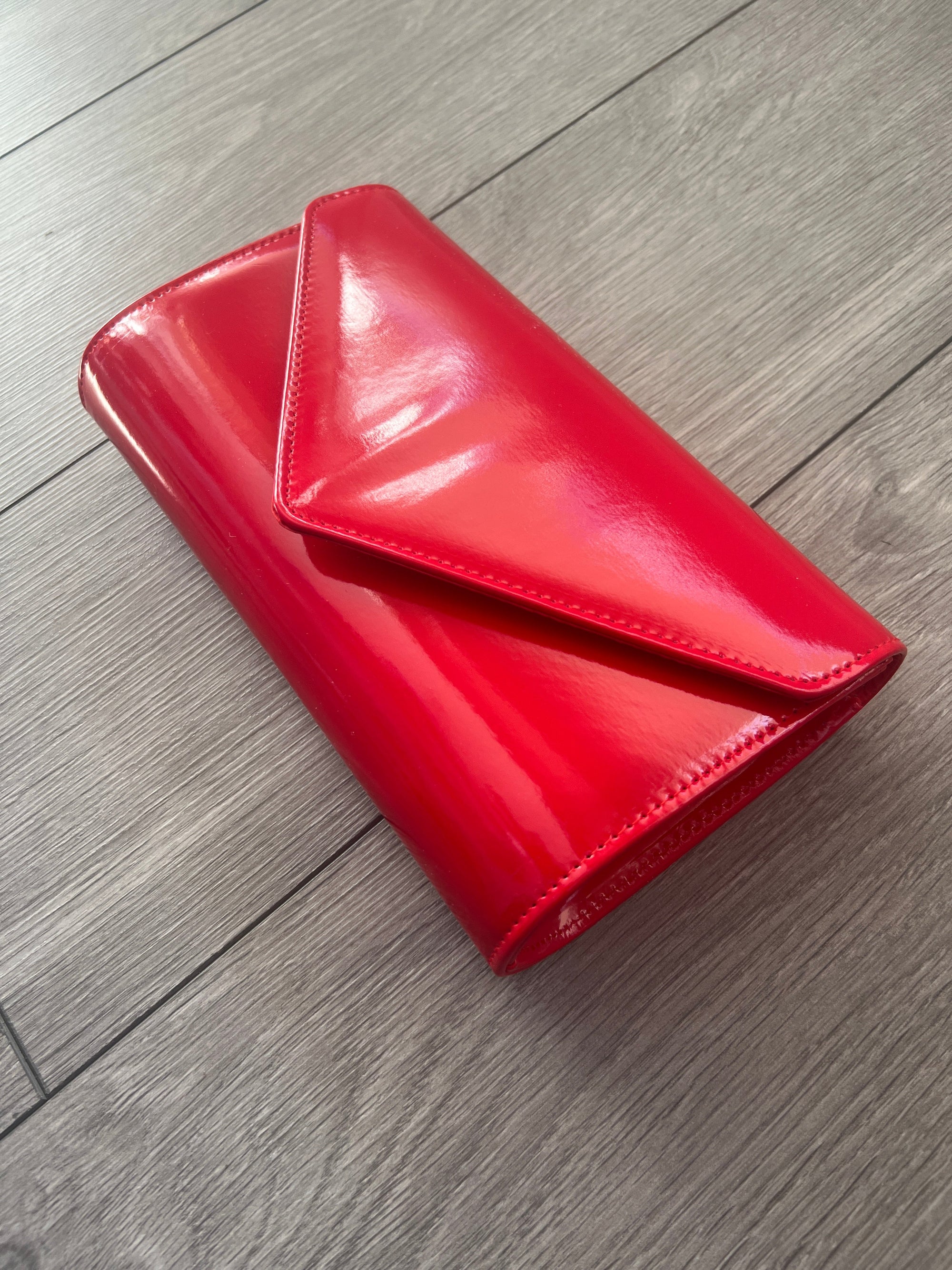 Red Patent Envelope Clutch Bag-Fascinators Direct