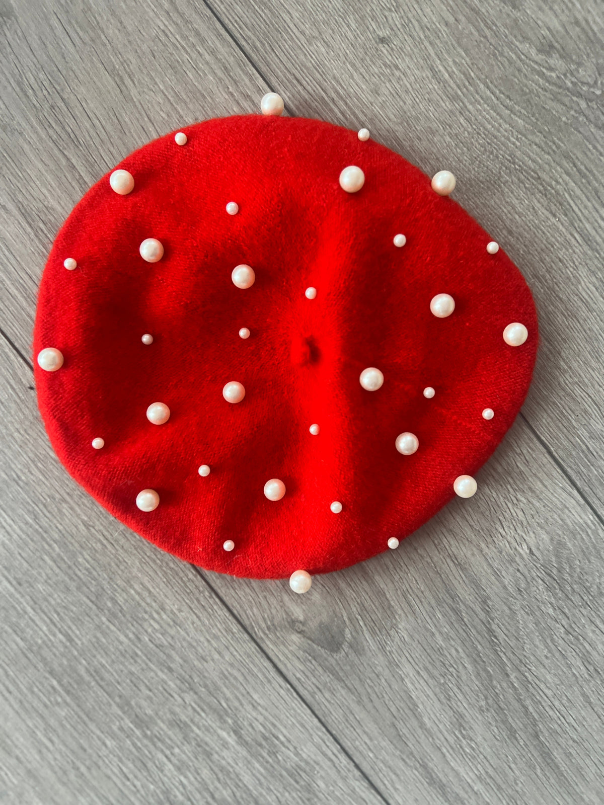 Red Pearl Embellished Beret Hat-Fascinators Direct