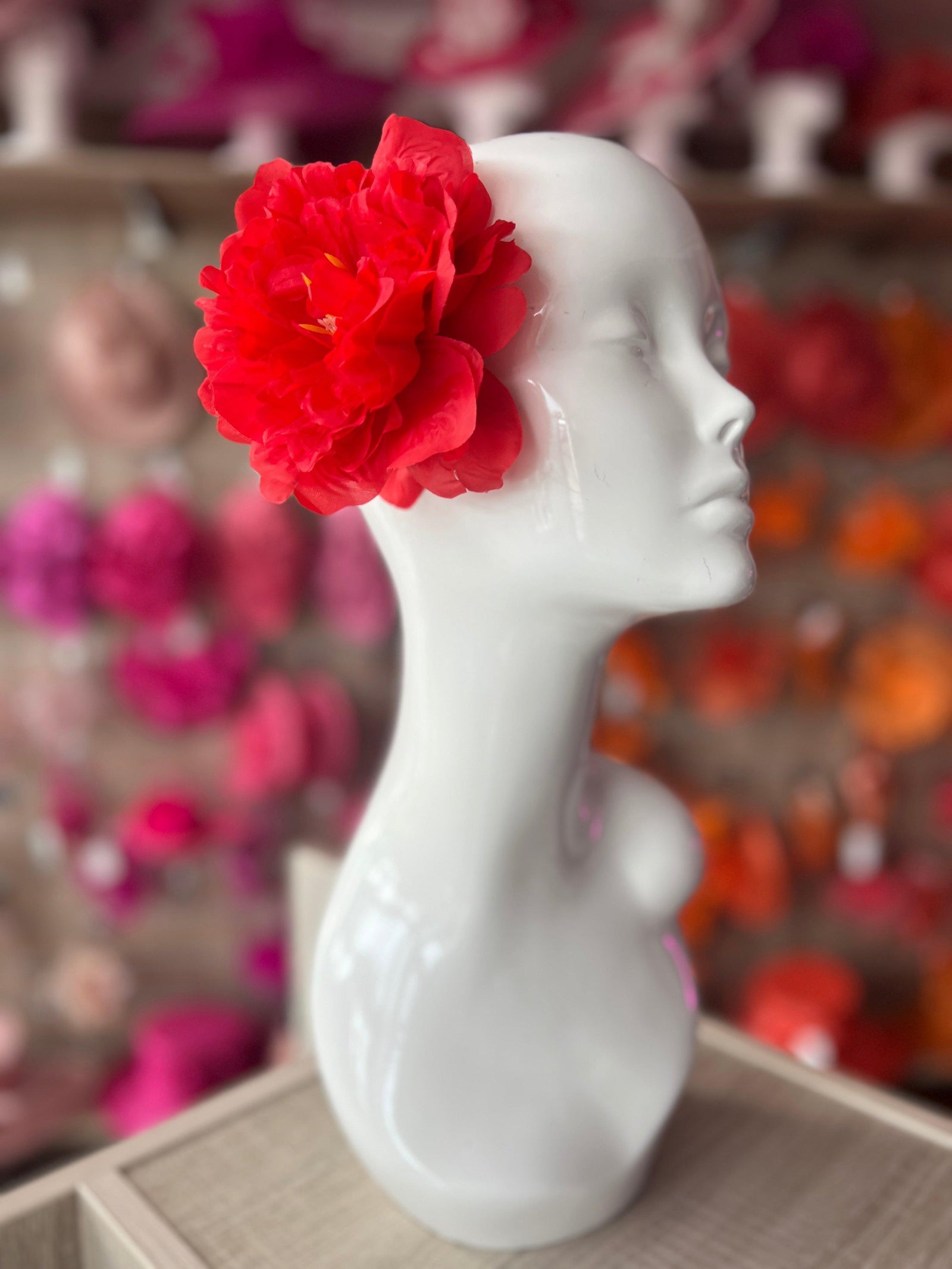 Red Peony Hair flower-Fascinators Direct
