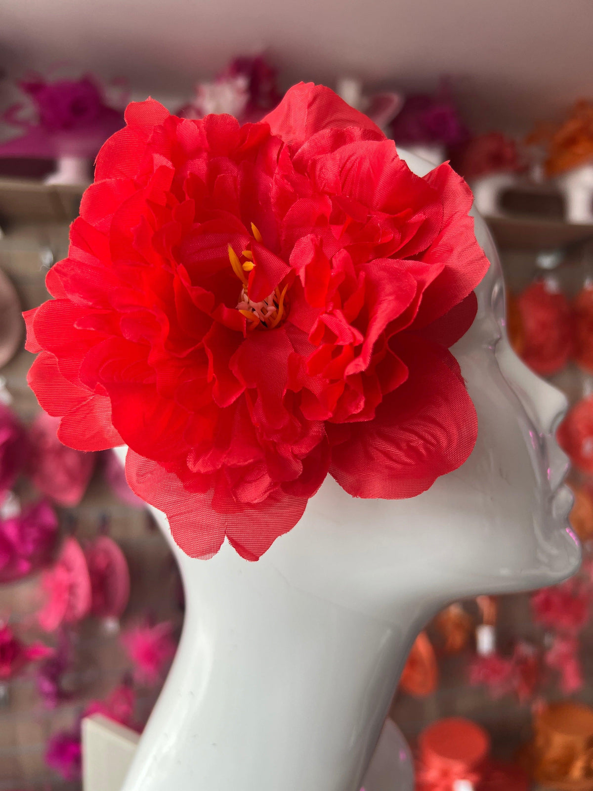 Red Peony Hair flower-Fascinators Direct