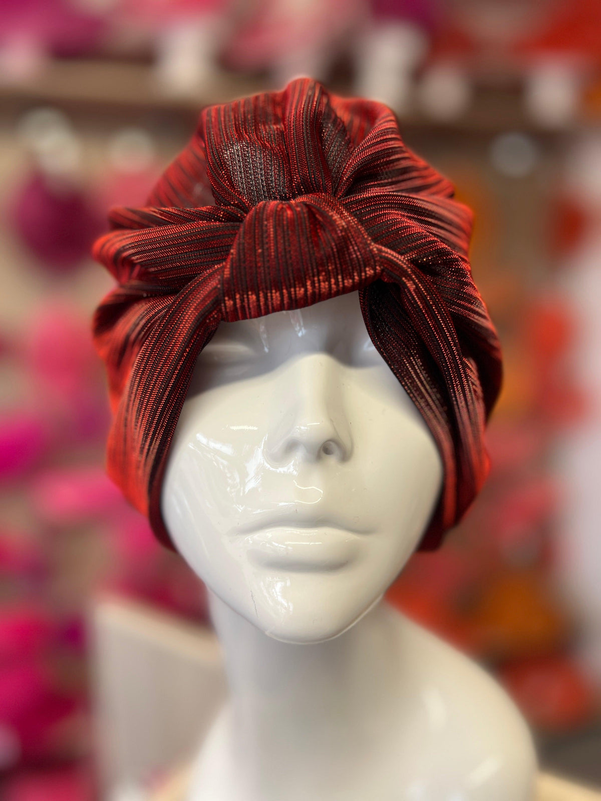 Red Shimmer Turban-Fascinators Direct