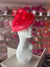 Red Sinamay Petunia Flower Fascinator With A Saucer Base-Fascinators Direct