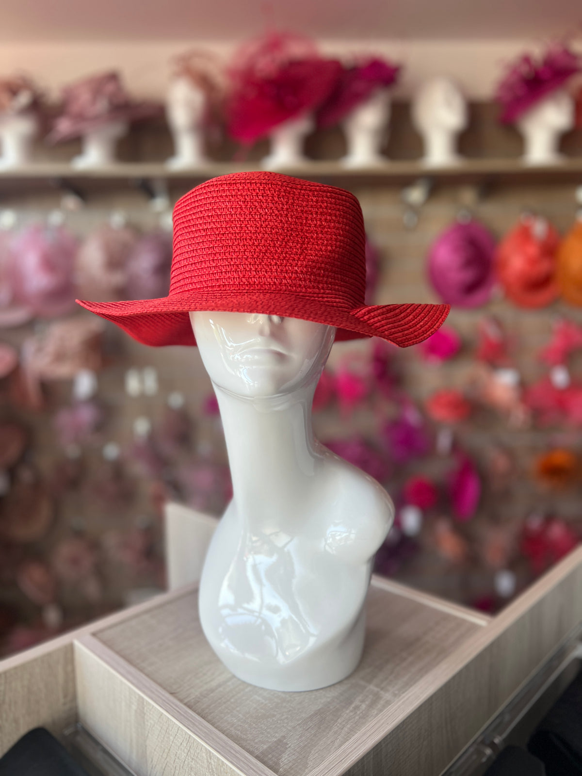 Red Straw Hat-Fascinators Direct