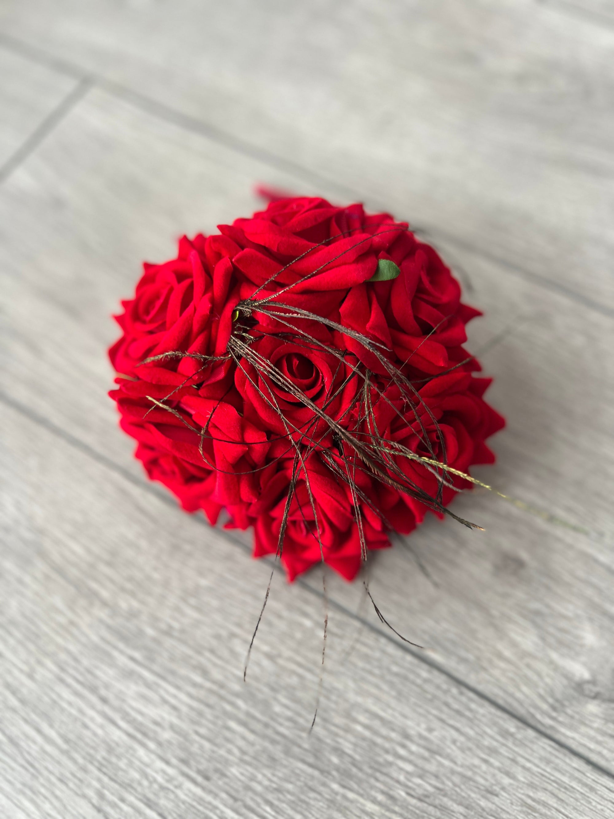 Red Vintage Garden Rose Pillbox Fascinator-Fascinators Direct