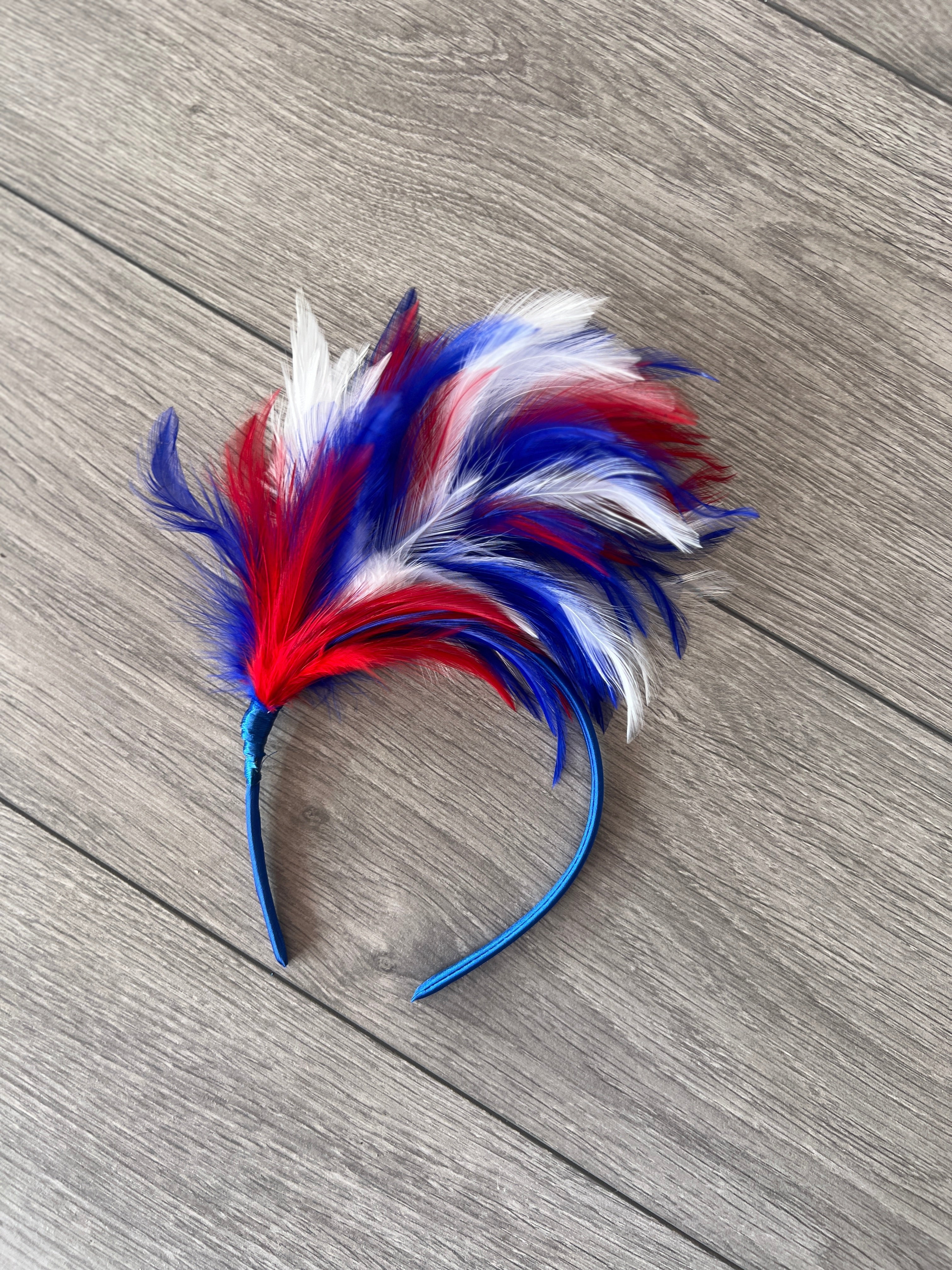 Elegant Red White Blue Dotted Feathers Fascinator 3pc Headband Clip Patriotic Patriotic Fascinator - Etsy main image 3