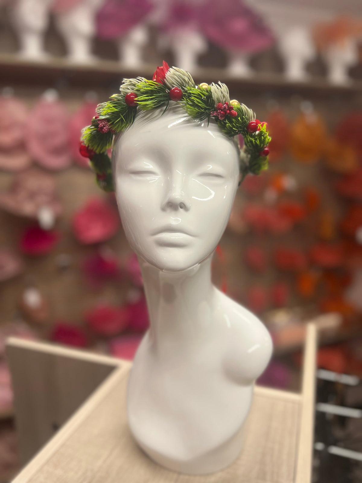 Red and Gold Berry Christmas Flower Crown Hair Garland-Fascinators Direct