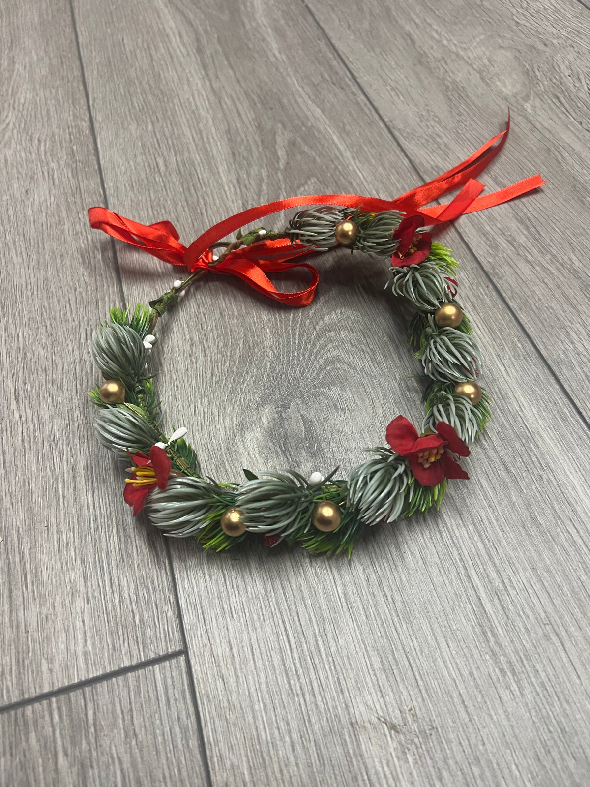 Red and Gold Berry Christmas Flower Crown Hair Garland-Fascinators Direct