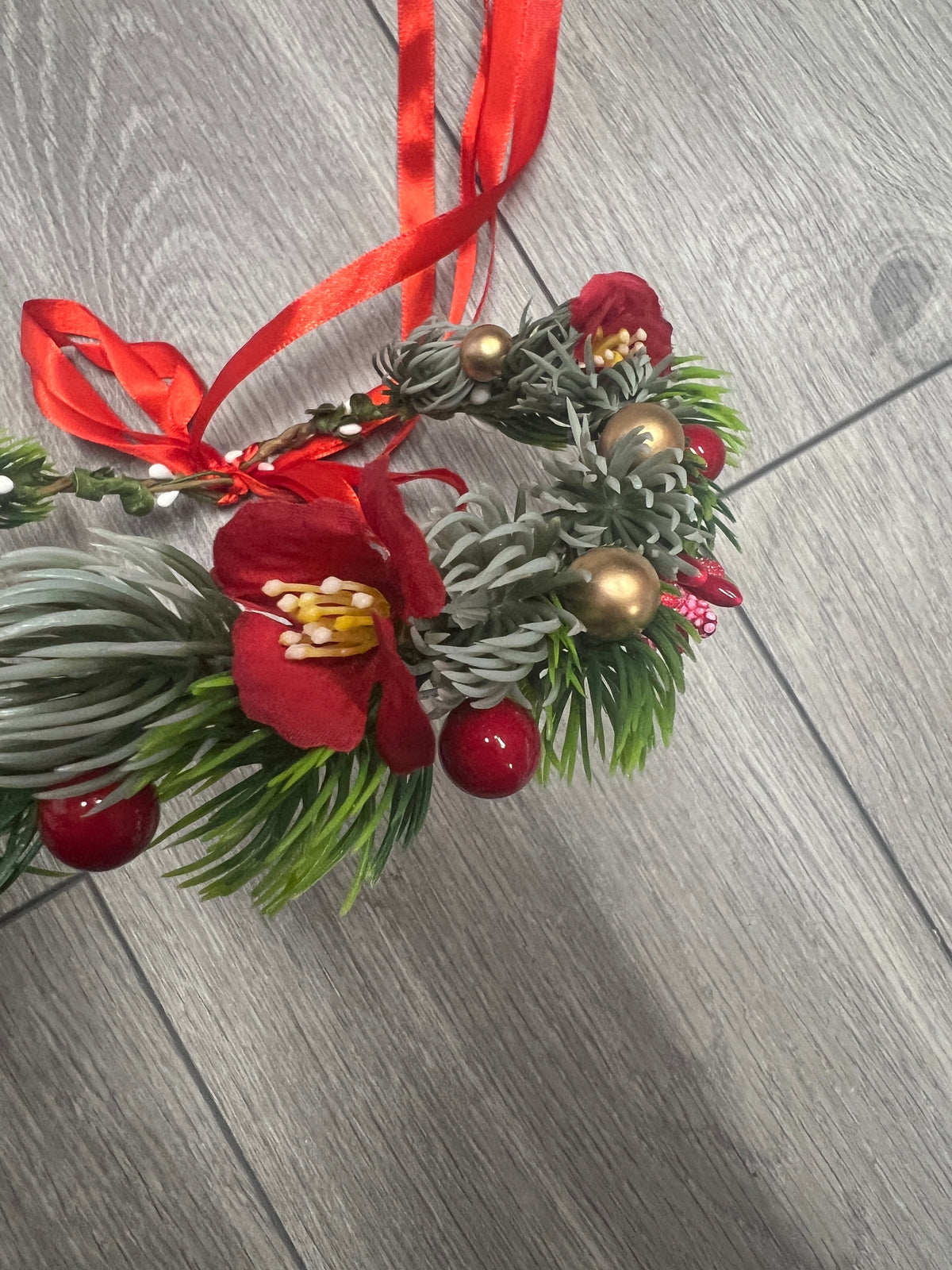 Red and Gold Berry Christmas Flower Crown Hair Garland-Fascinators Direct