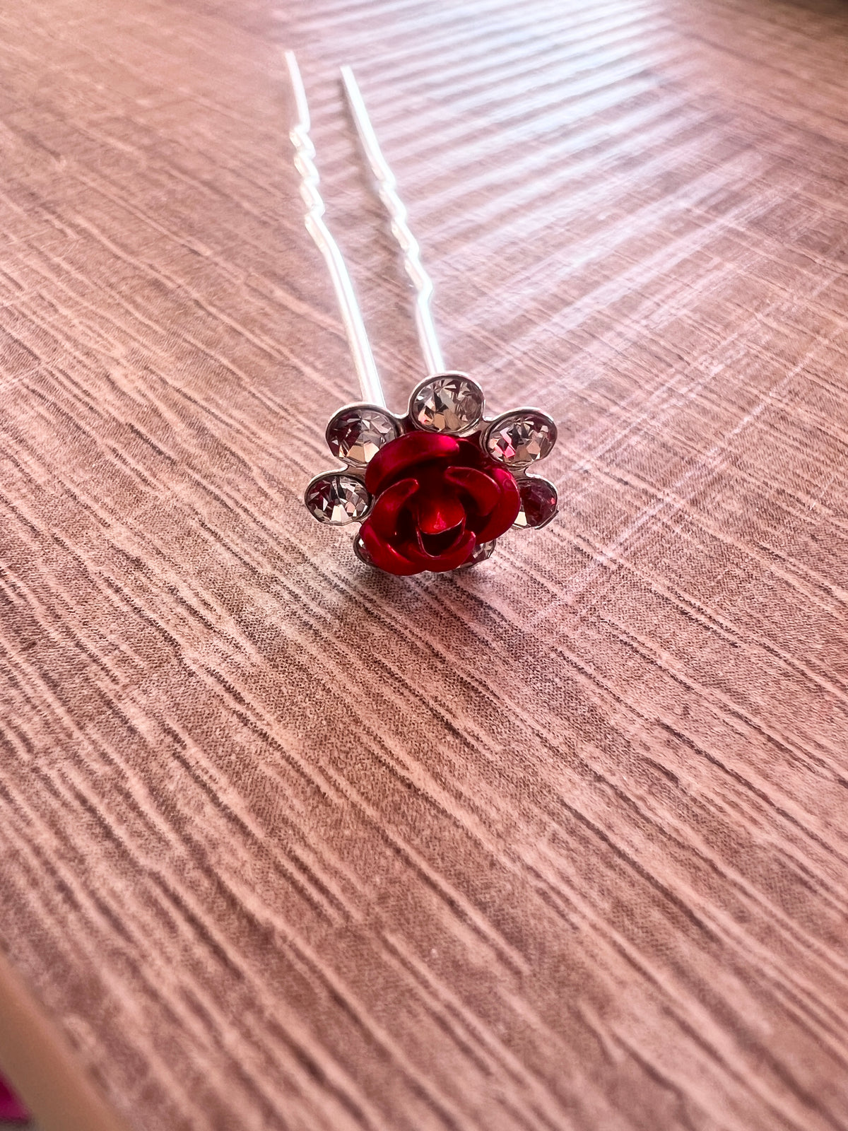 Red flower Hair Pins X 9-Fascinators Direct