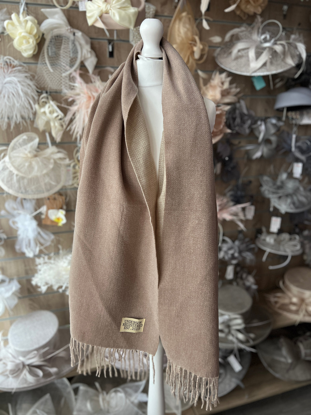 Reversible Large Warm Soft Pashmina / Shawl - Nude/Beige-Fascinators Direct