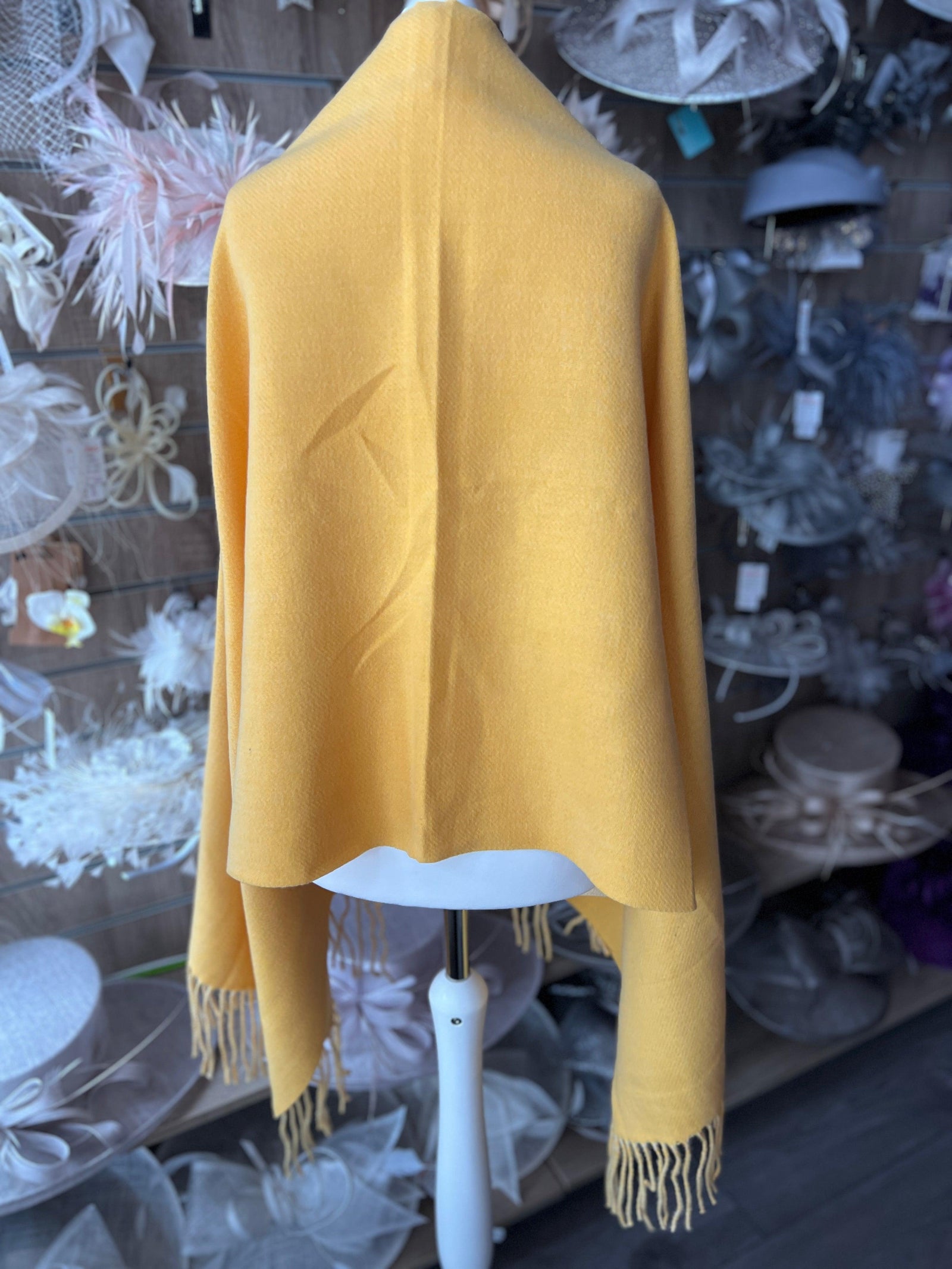 Reversible Large Warm Soft Pashmina / Shawl - Yellow/Pale Yellow-Fascinators Direct
