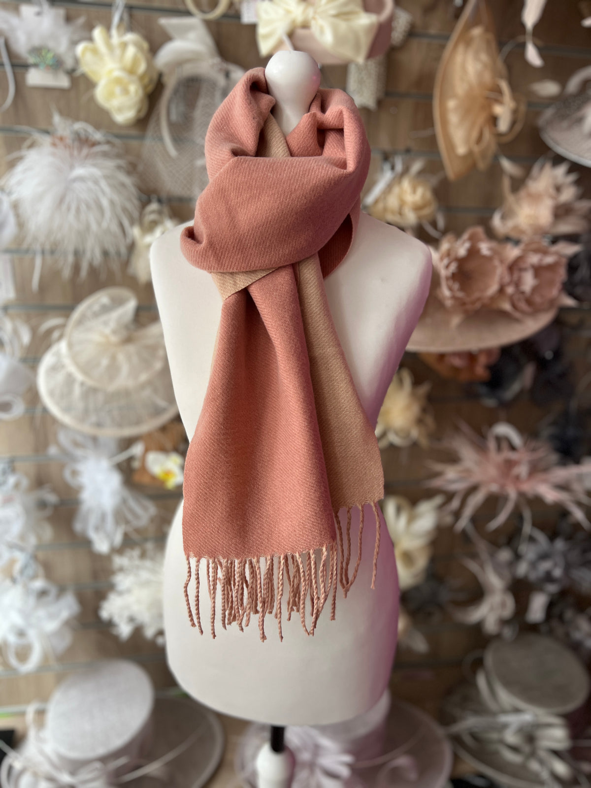 Reversible Warm Soft Pashmina / Shawl - Blush/Pale Pink-Fascinators Direct