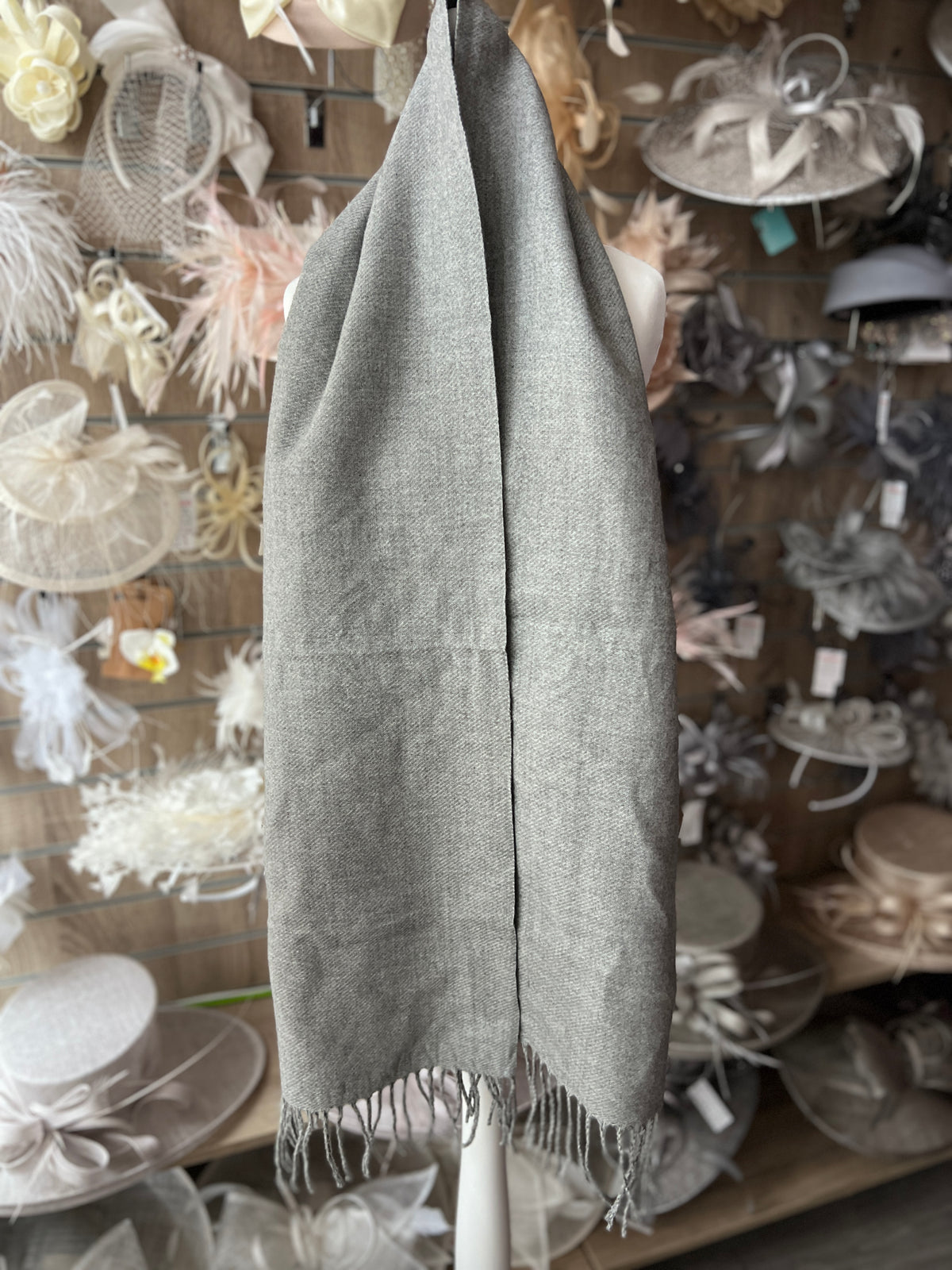 Reversible Warm Soft Pashmina / Shawl - Grey/Light Grey-Fascinators Direct