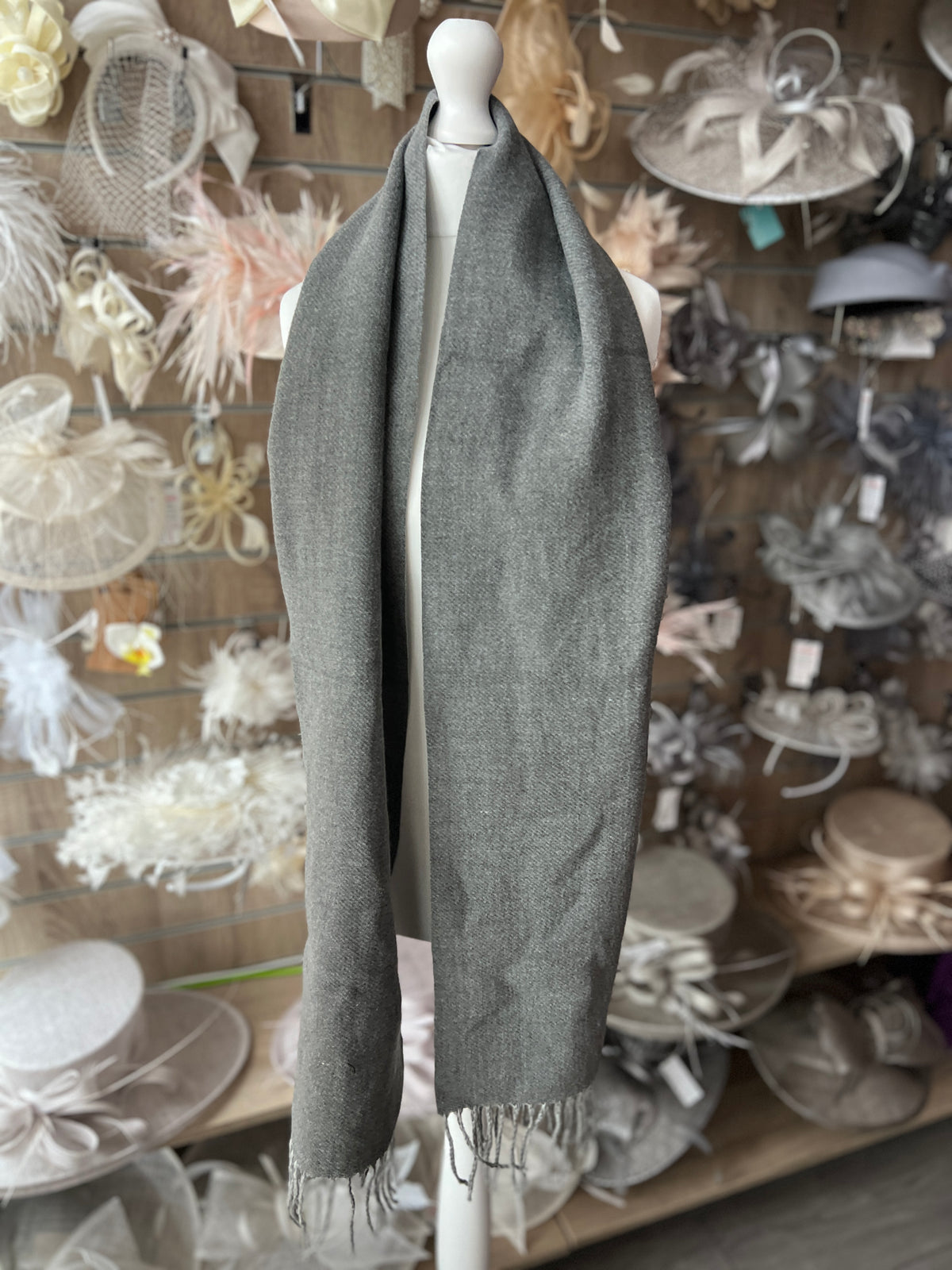 Reversible Warm Soft Pashmina / Shawl - Grey/Light Grey-Fascinators Direct
