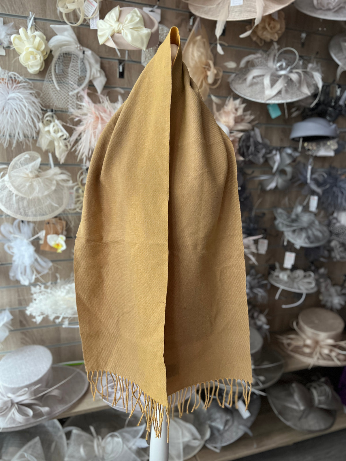Reversible Warm Soft Pashmina / Shawl - Mustard Yellow &amp; Camel-Fascinators Direct