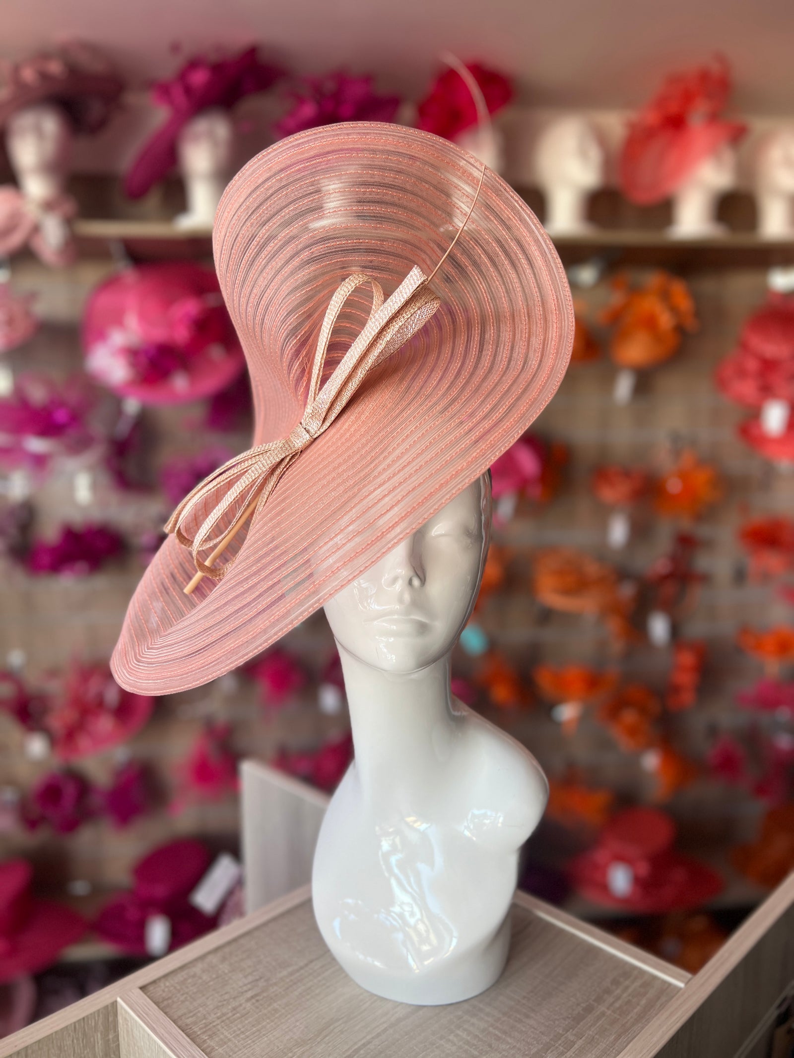 Rose Gold Crinoline Hatinator with Bow-Fascinators Direct