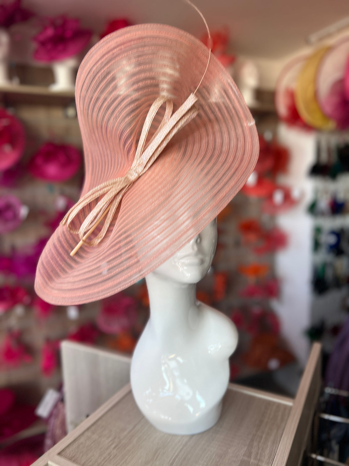 Rose Gold Crinoline Hatinator with Bow-Fascinators Direct