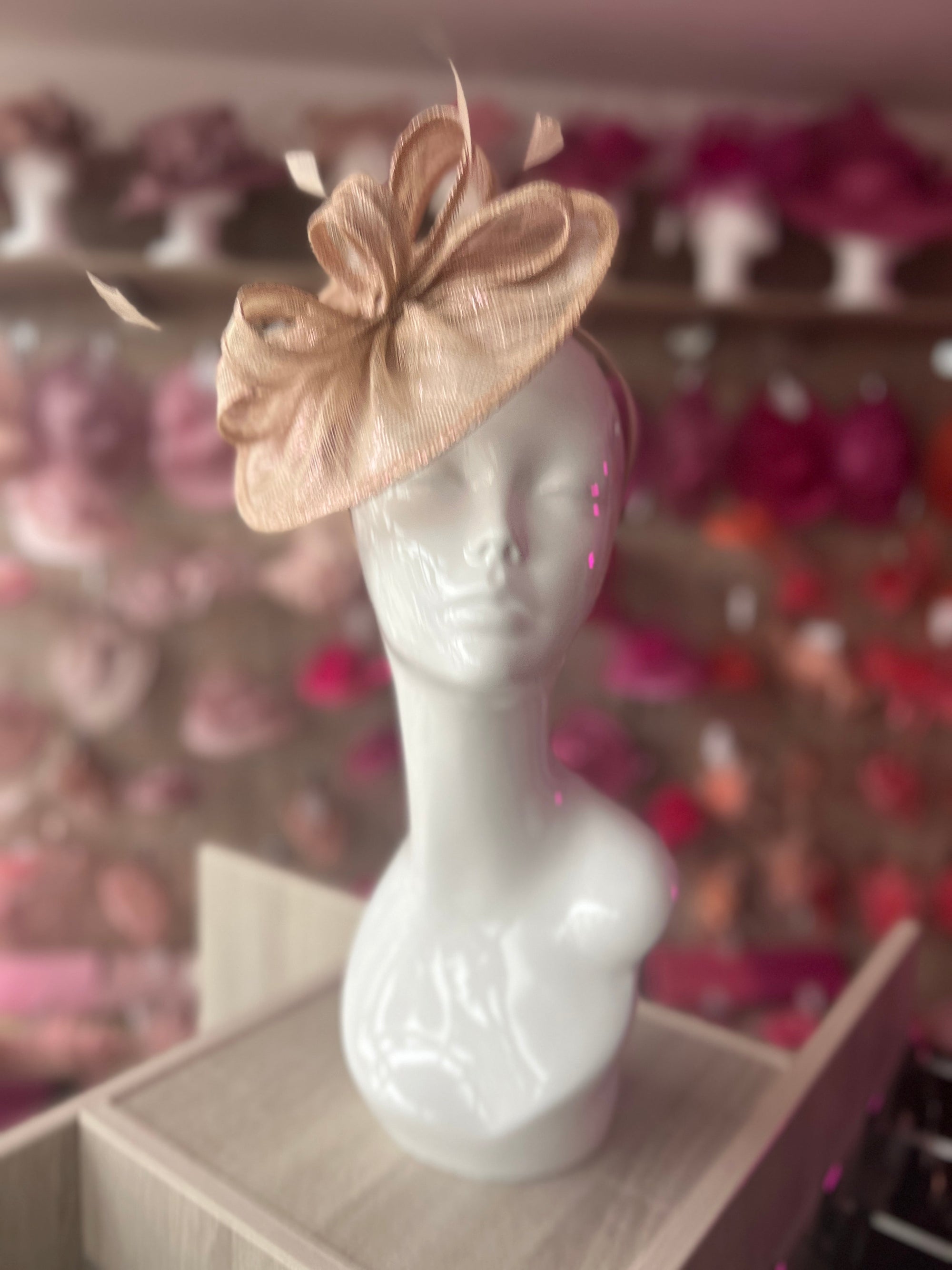 Rose Gold Curved Disc Fascinator-Fascinators Direct