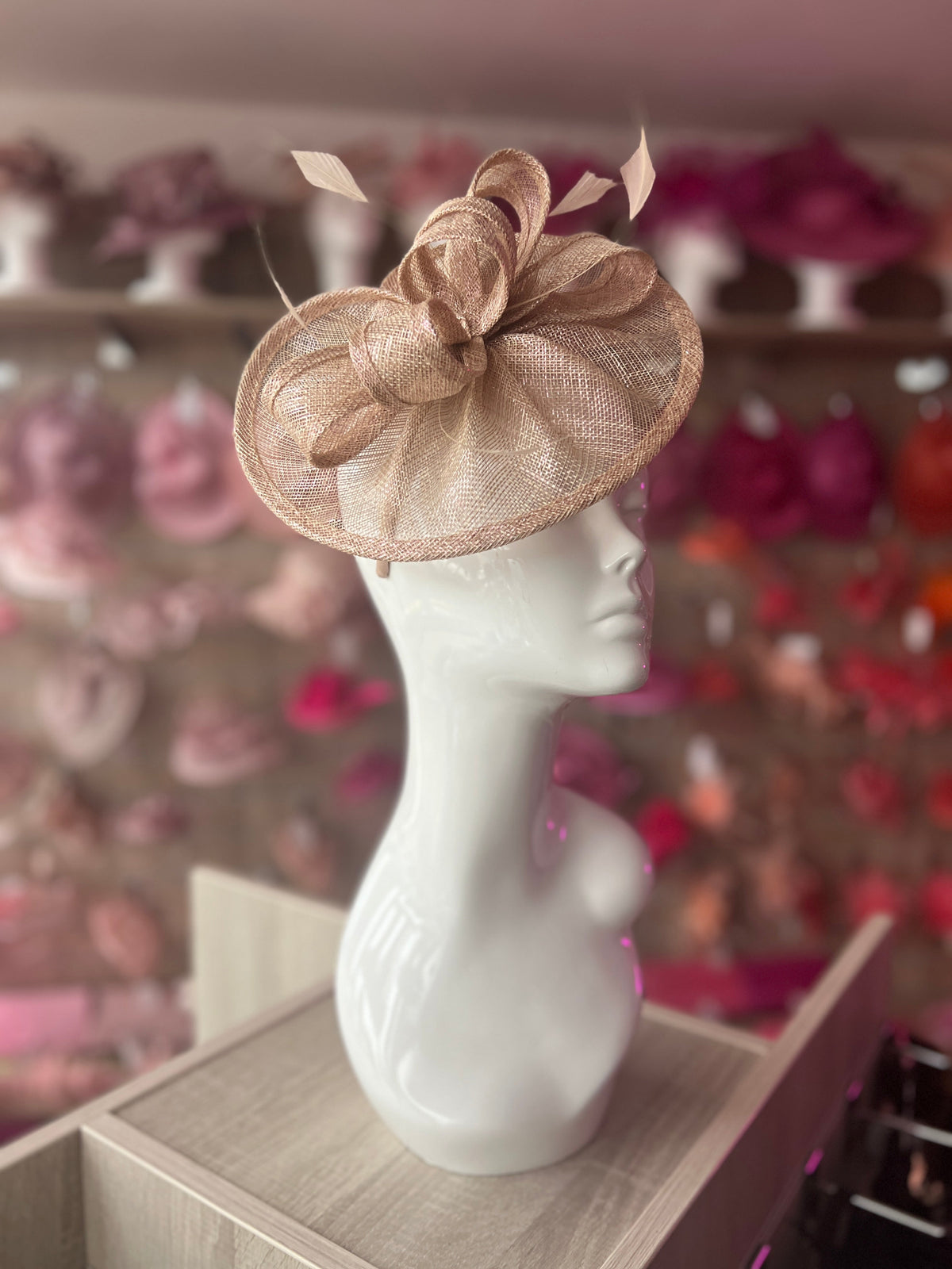Rose Gold Curved Disc Fascinator-Fascinators Direct