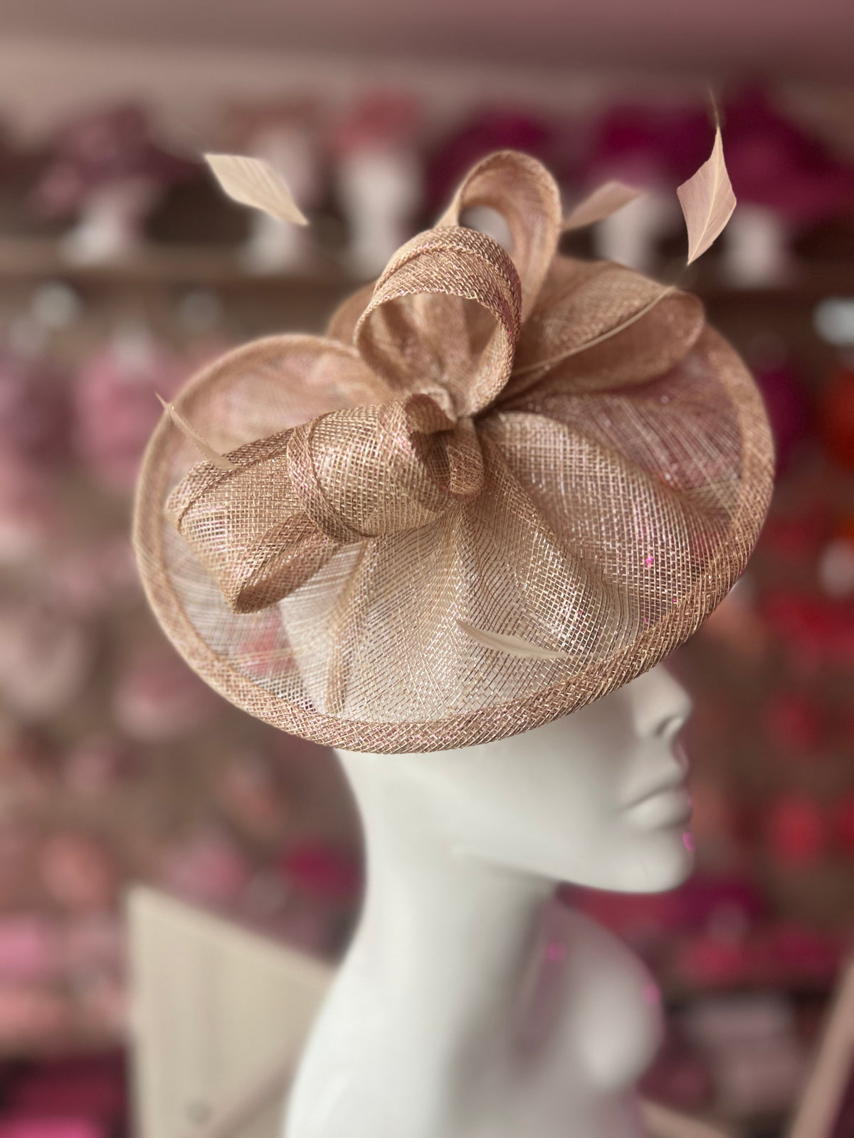 Rose Gold Curved Disc Fascinator-Fascinators Direct