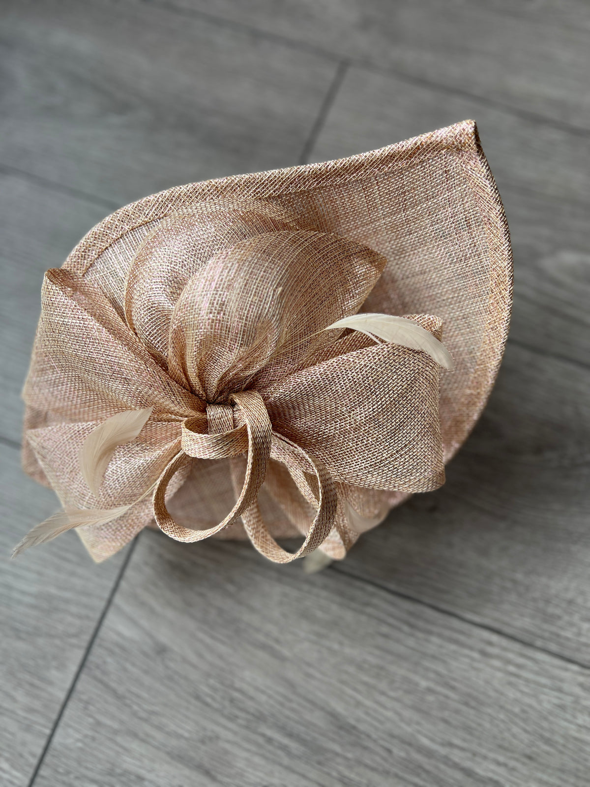 Rose Gold Disc Fascinator with Decorative Bow-Fascinators Direct