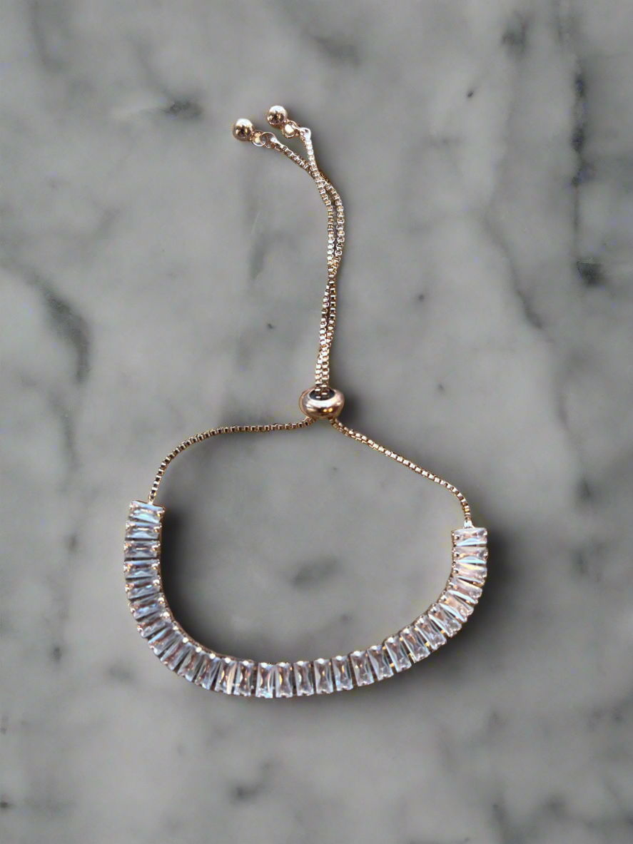 Rose Gold Tone Diamanté Bracelet-Fascinators Direct