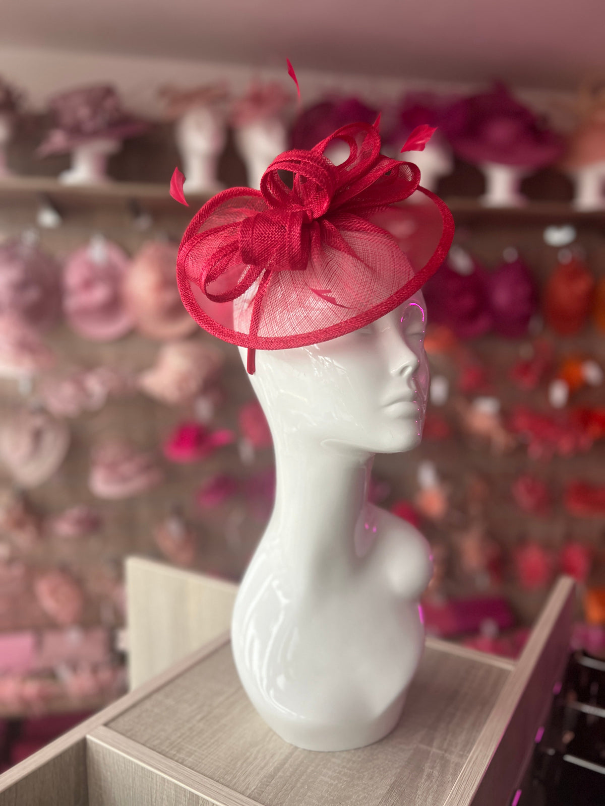 Rouge Curved Disc Fascinator-Fascinators Direct