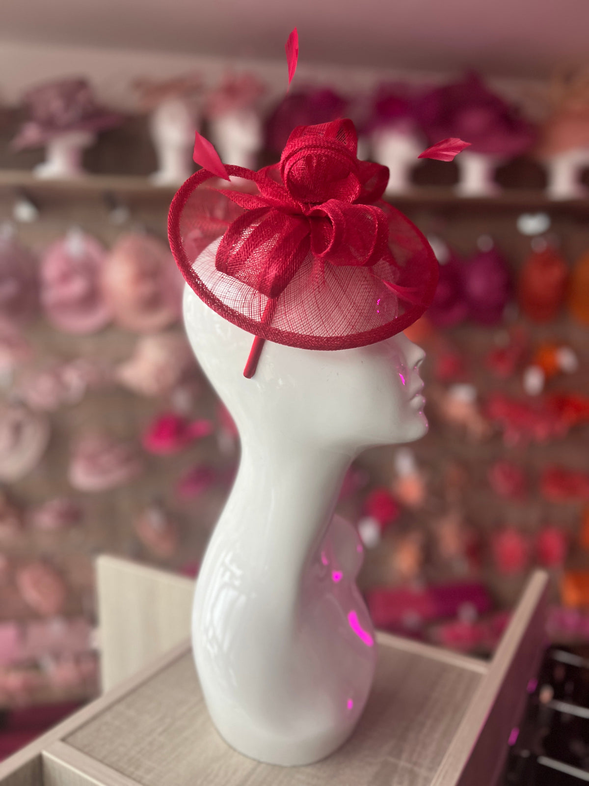 Rouge Curved Disc Fascinator-Fascinators Direct