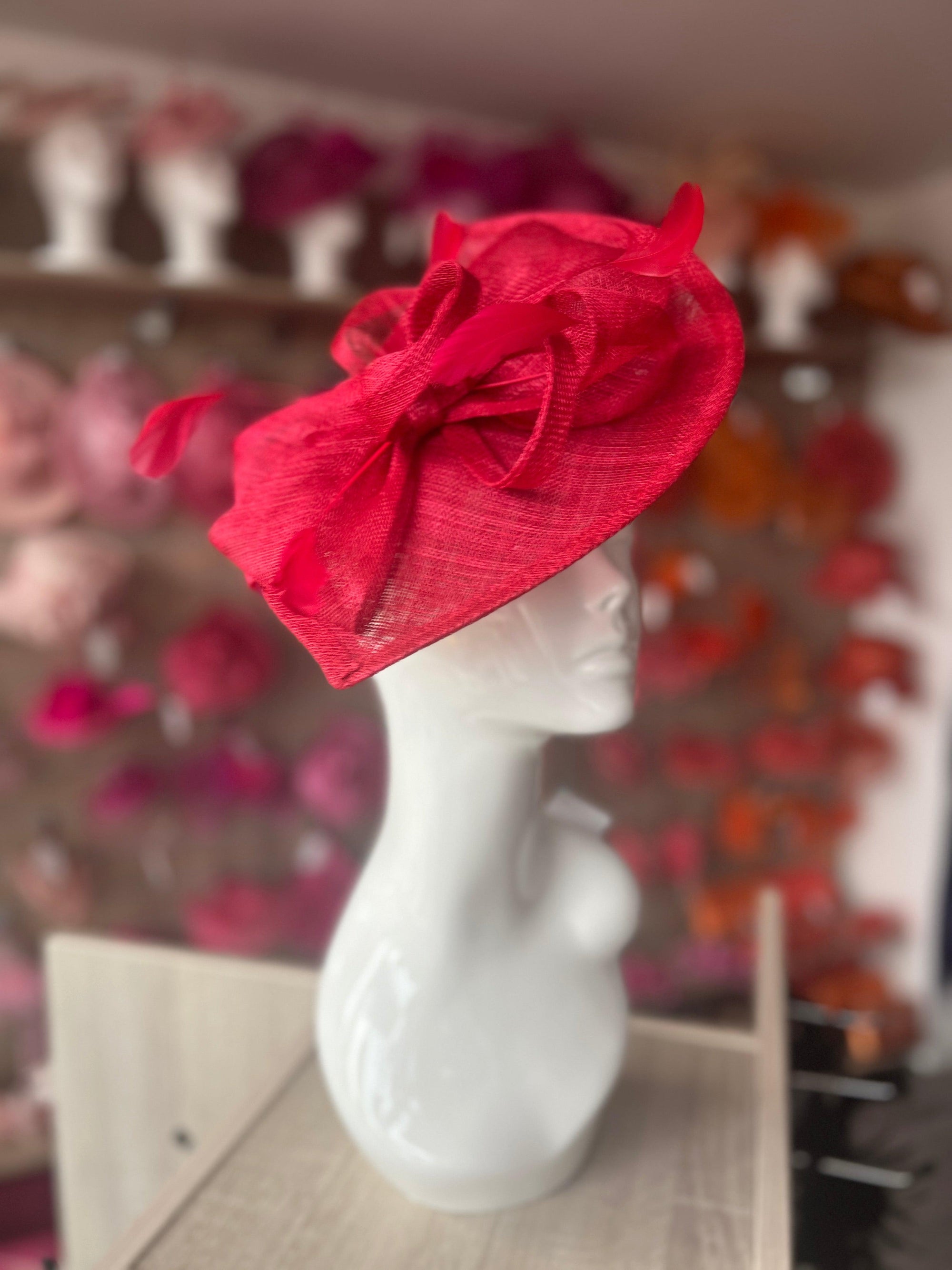 Rouge Disc Fascinator with Decorative Bow-Fascinators Direct