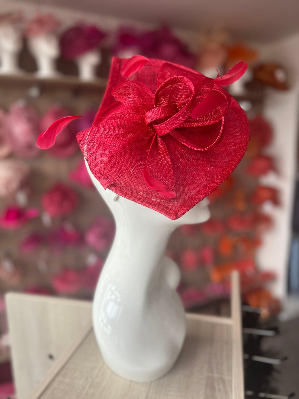 Rouge Disc Fascinator with Decorative Bow-Fascinators Direct