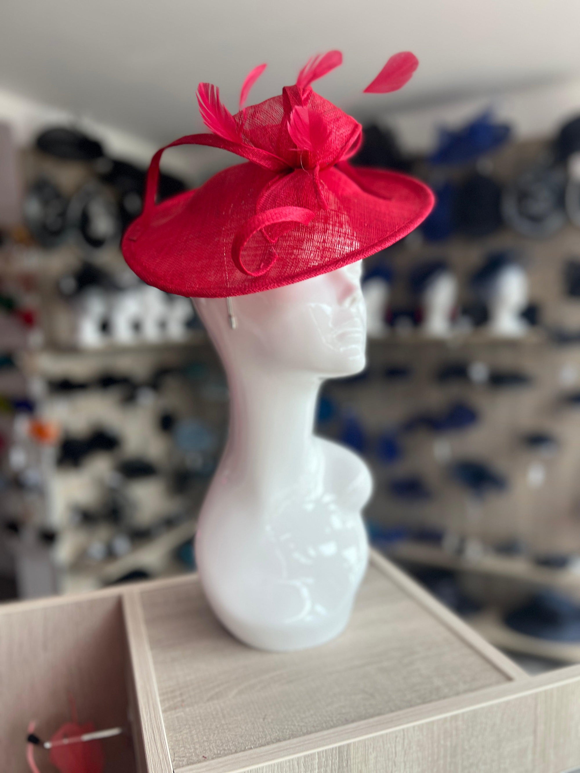 Rouge Teardrop Disc Fascinator-Fascinators Direct