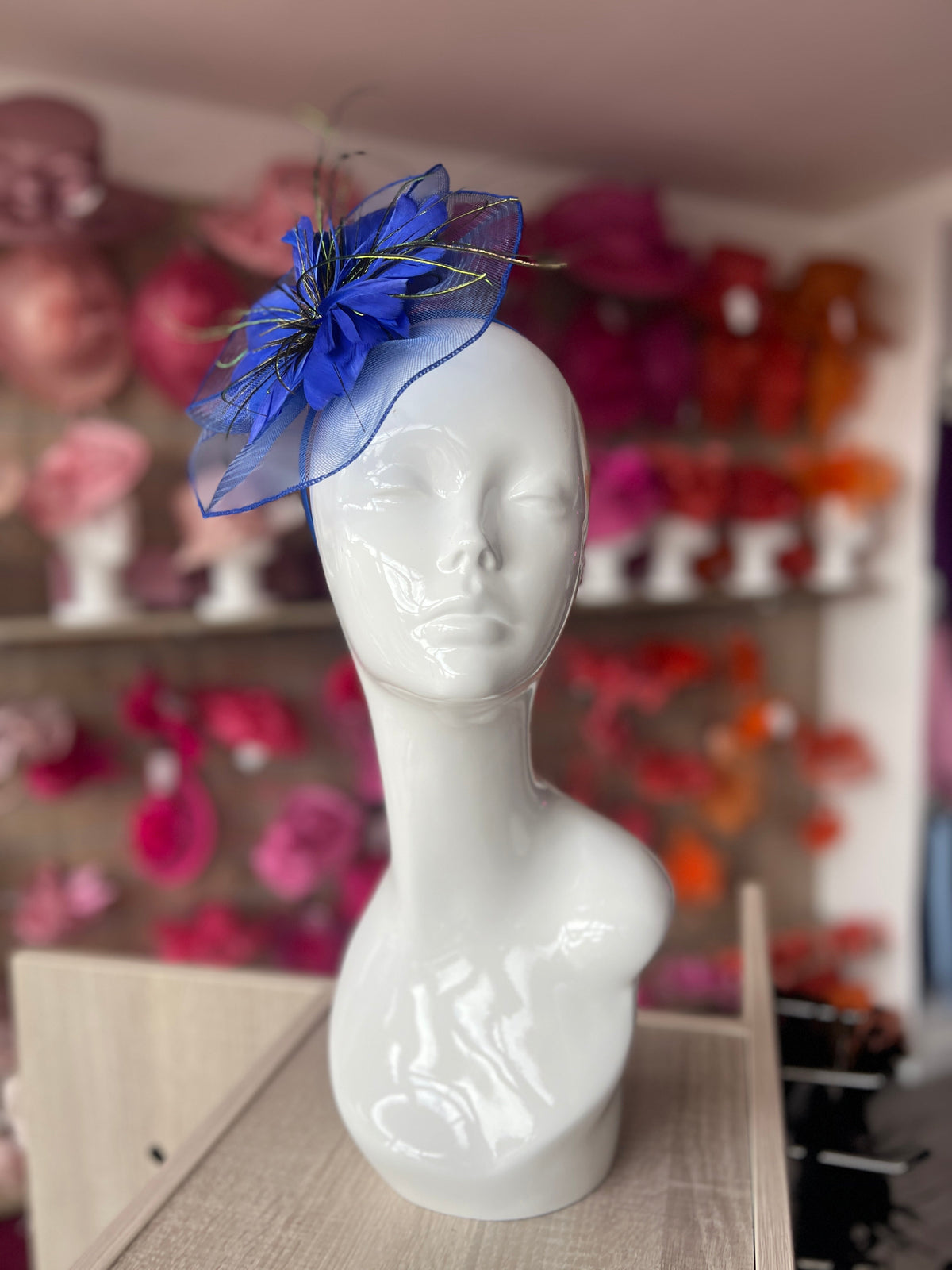Royal Blue Crinoline Flower Fascinator-Fascinators Direct
