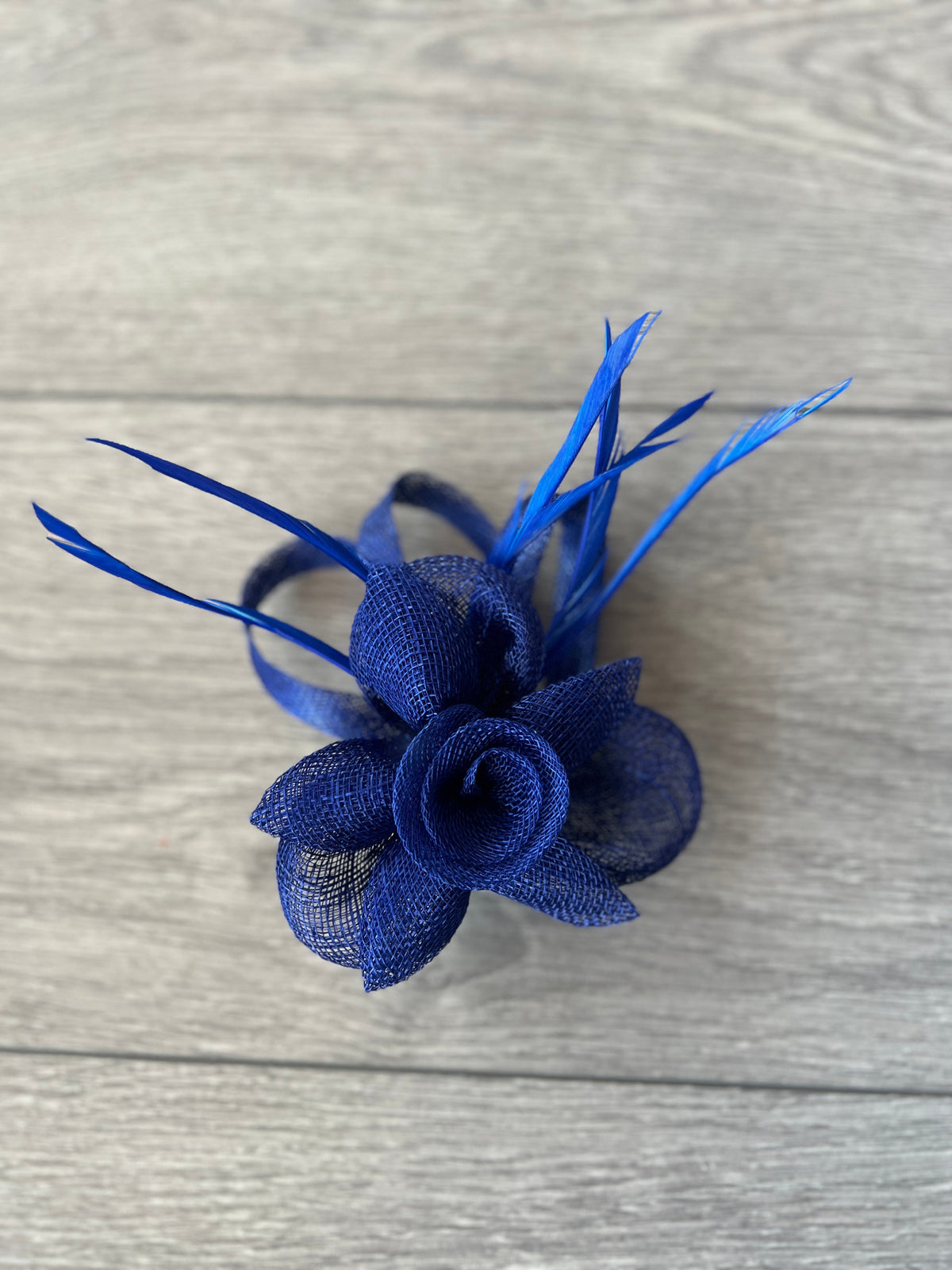 Royal Blue Flower Fascinator Clip With Feathers-Fascinators Direct