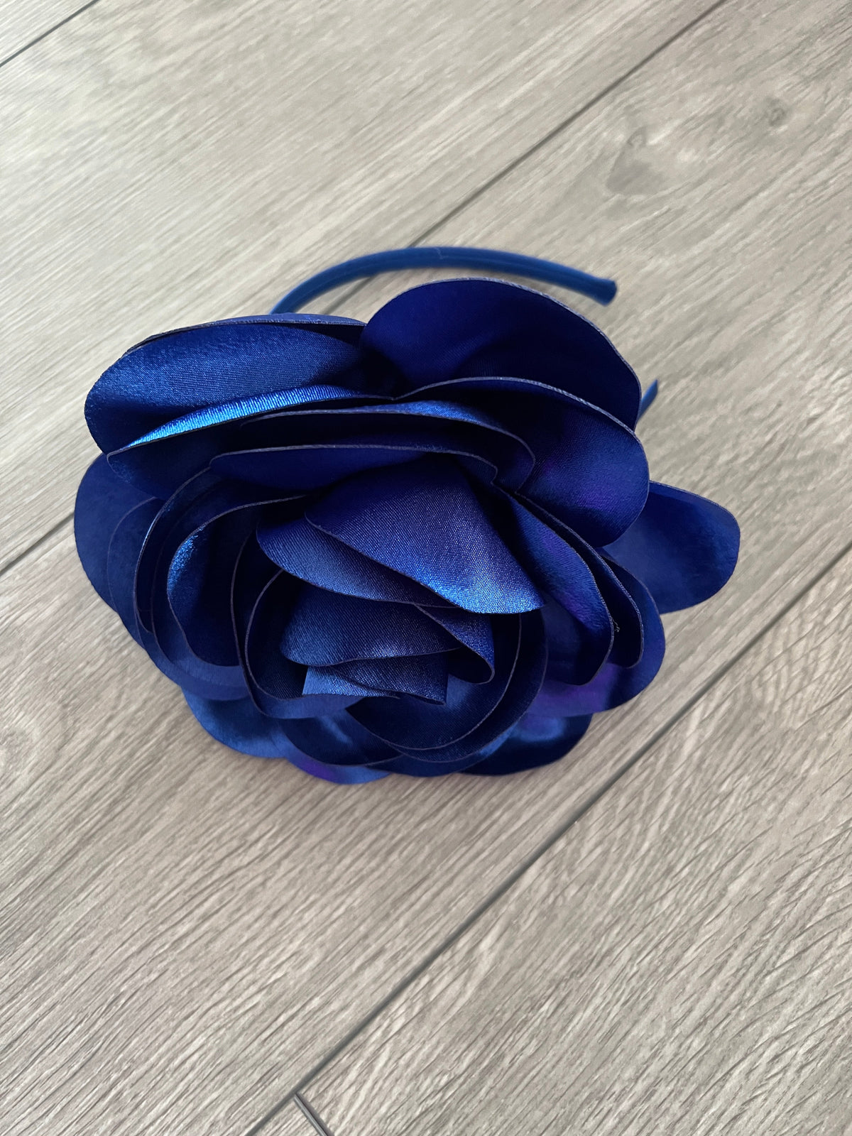 Royal Blue Large Satin Rose Flower Fascinator-Fascinators Direct