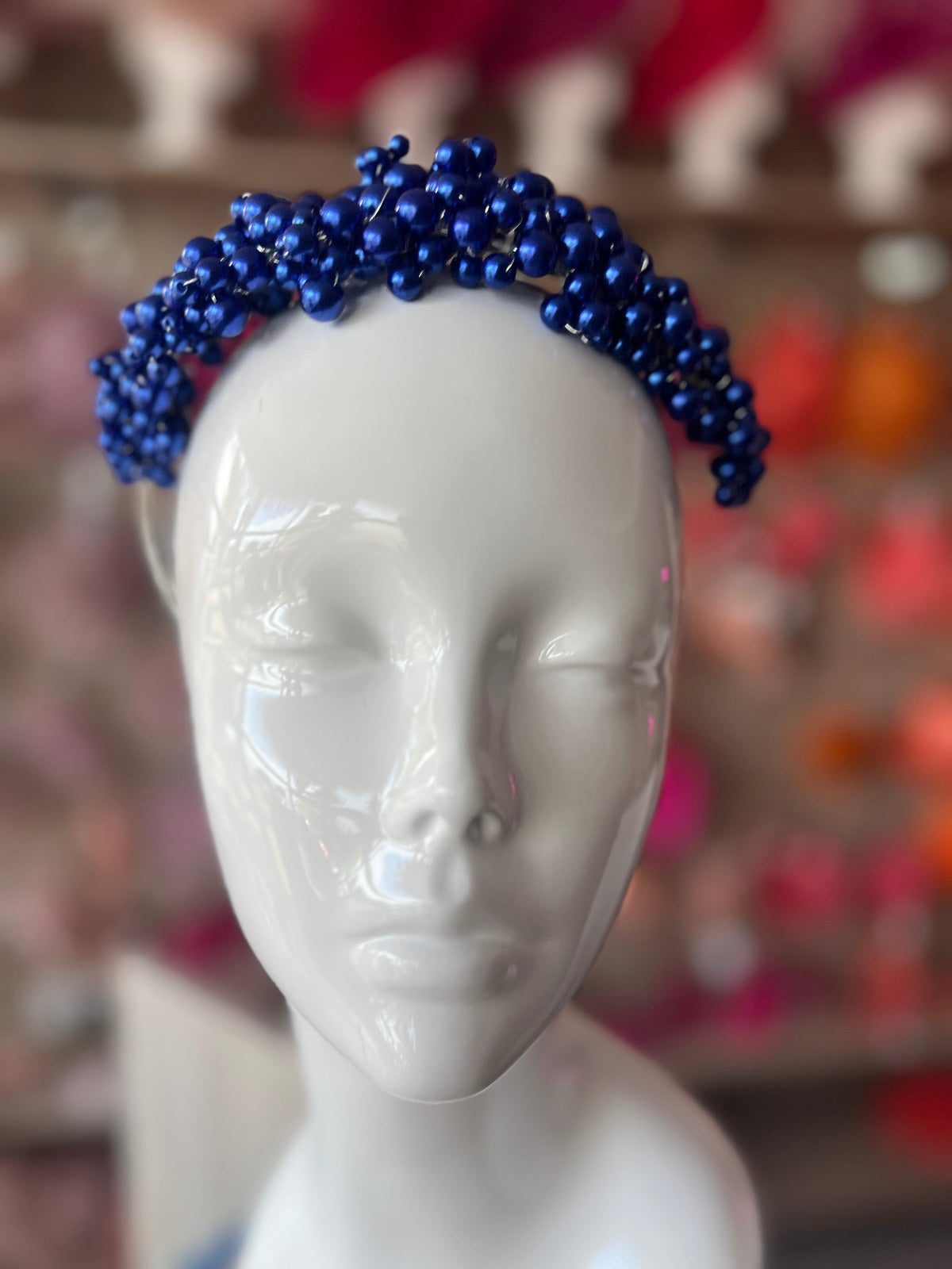 Royal Blue Pearl Headband Fascinator-Fascinators Direct