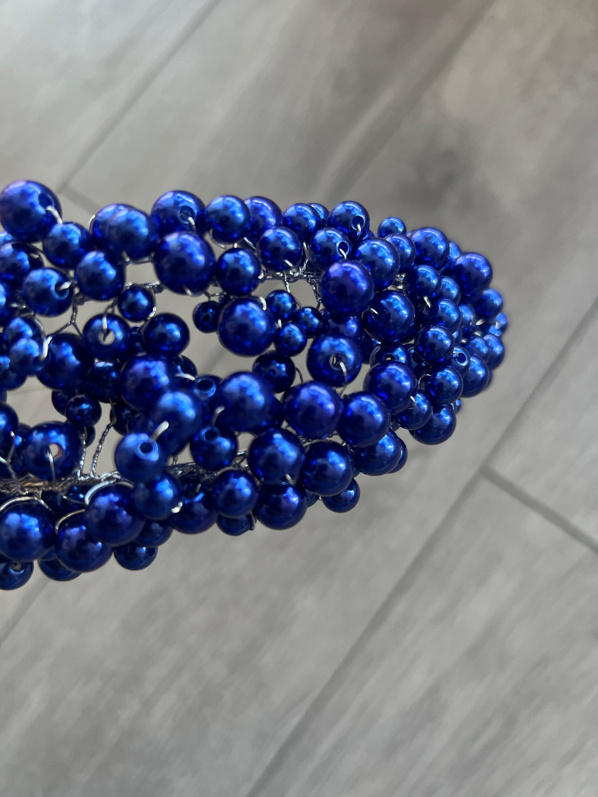 Royal Blue Pearl Headband Fascinator-Fascinators Direct