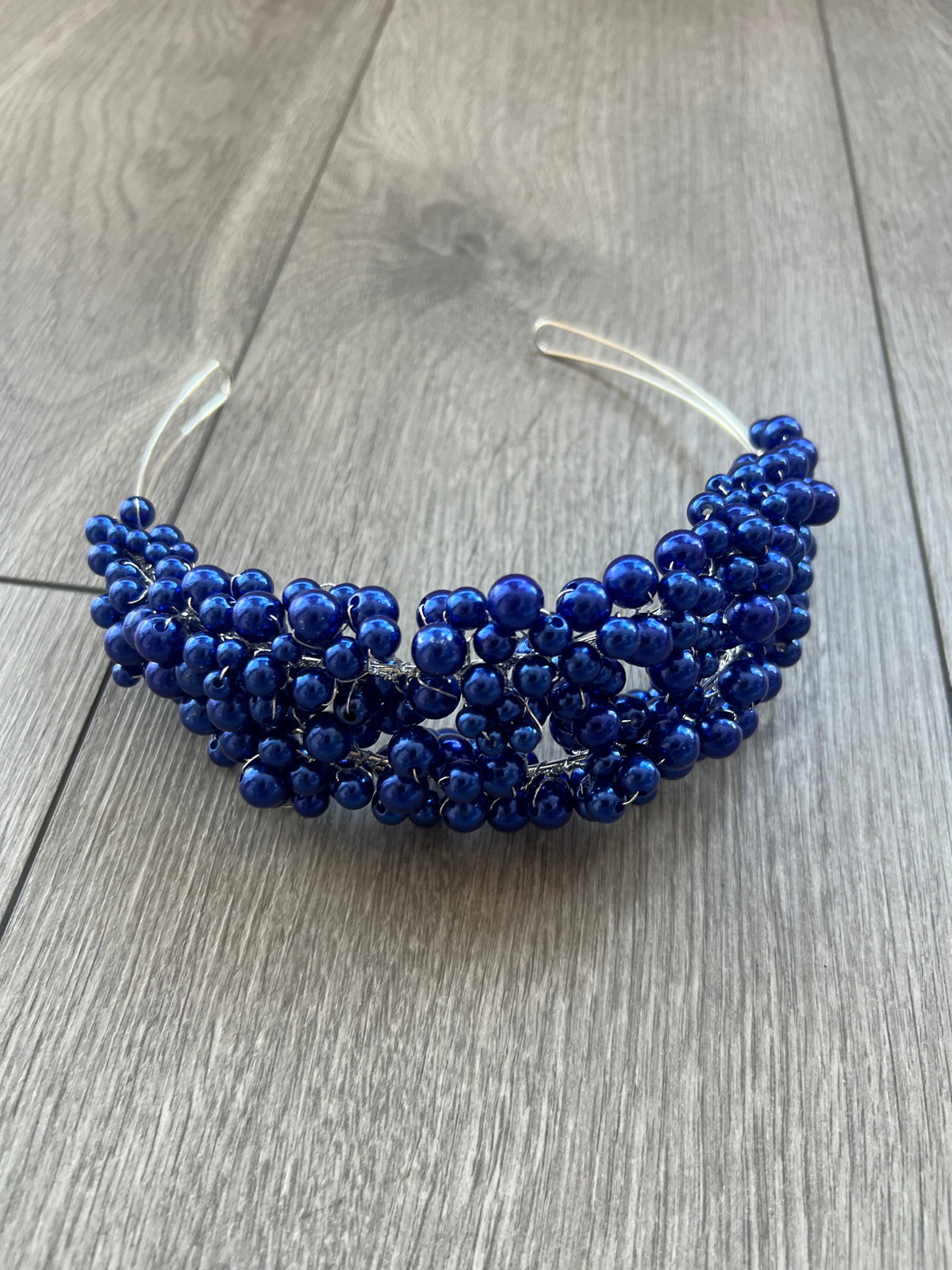 Royal Blue Pearl Headband Fascinator-Fascinators Direct
