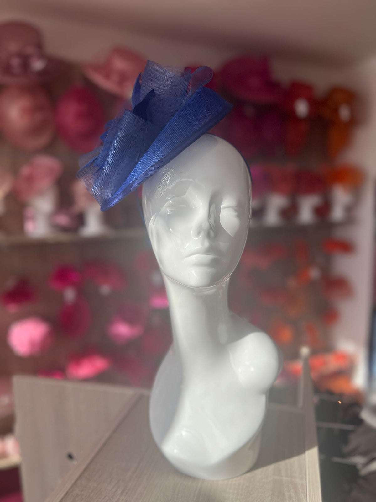 Royal Blue Pillbox Fascinator With Flower-Fascinators Direct