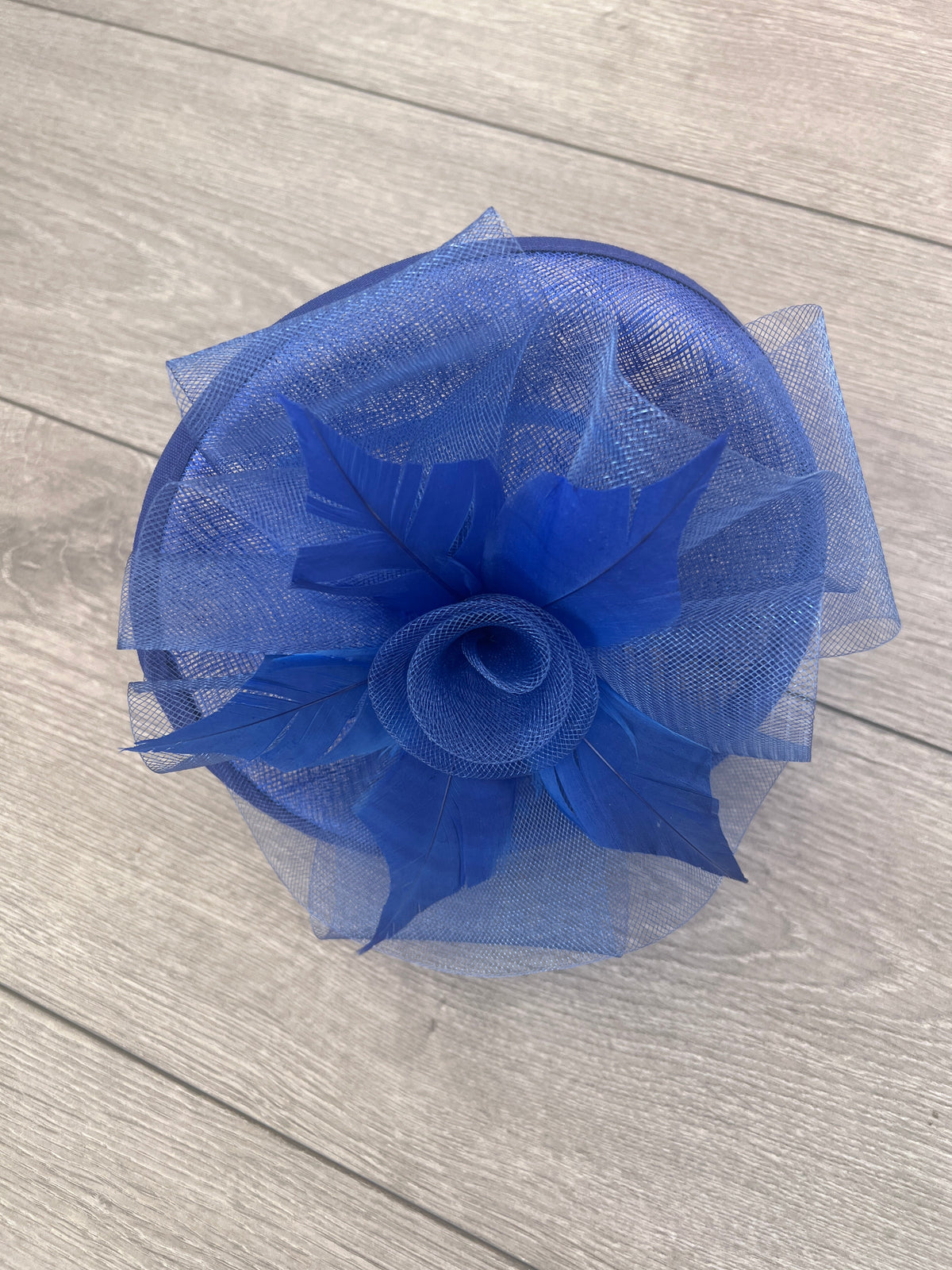 Royal Blue Pillbox Fascinator With Flower-Fascinators Direct
