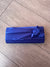 Royal Blue Satin Clutch Bag With Rose Flower Detail-Fascinators Direct