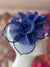 Ruched Sinamay Flower & Leaf Royal Blue Comb Fascinator-Fascinators Direct