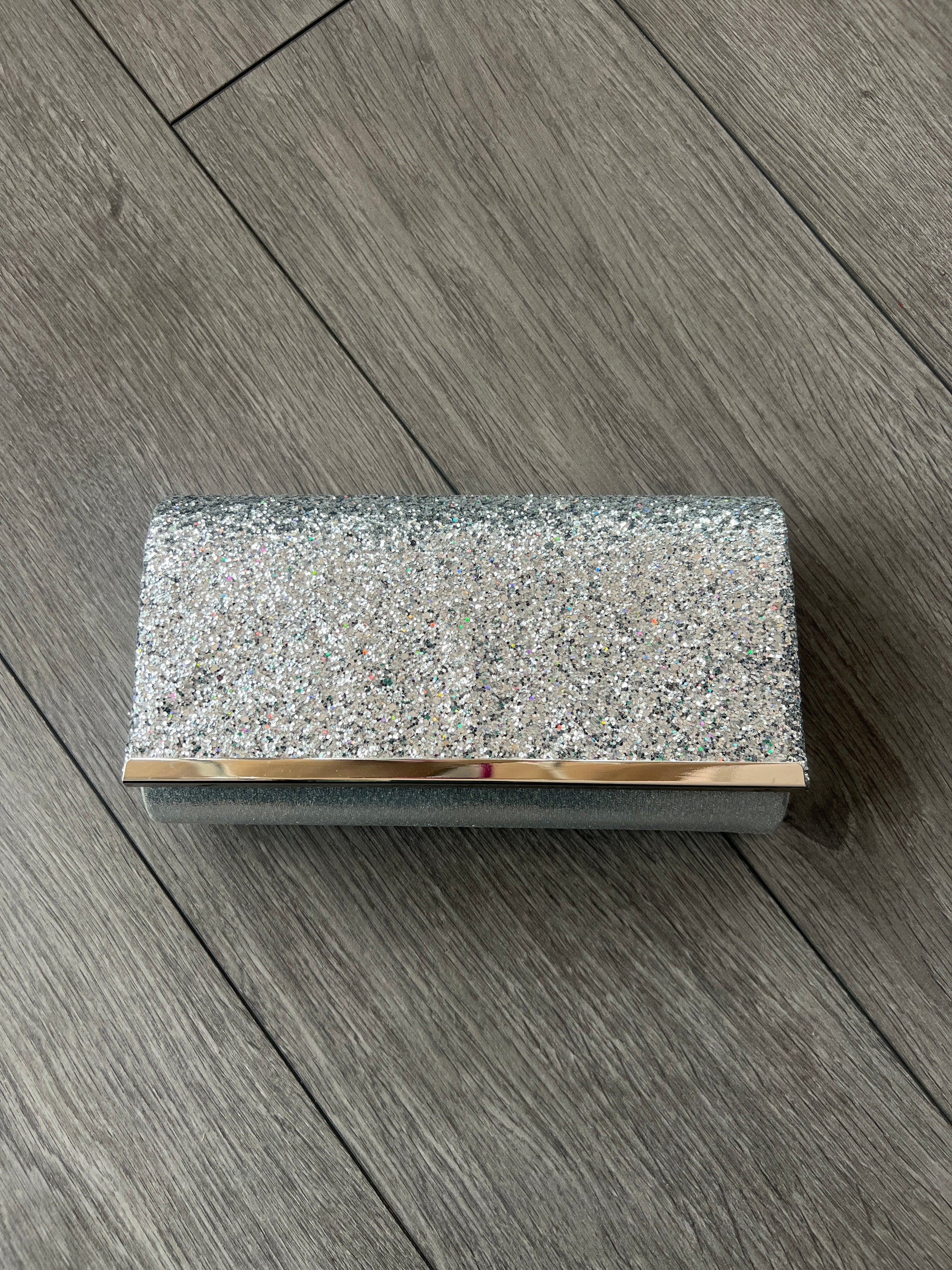 SILVER GLITTER CLUTCH BAG-Fascinators Direct