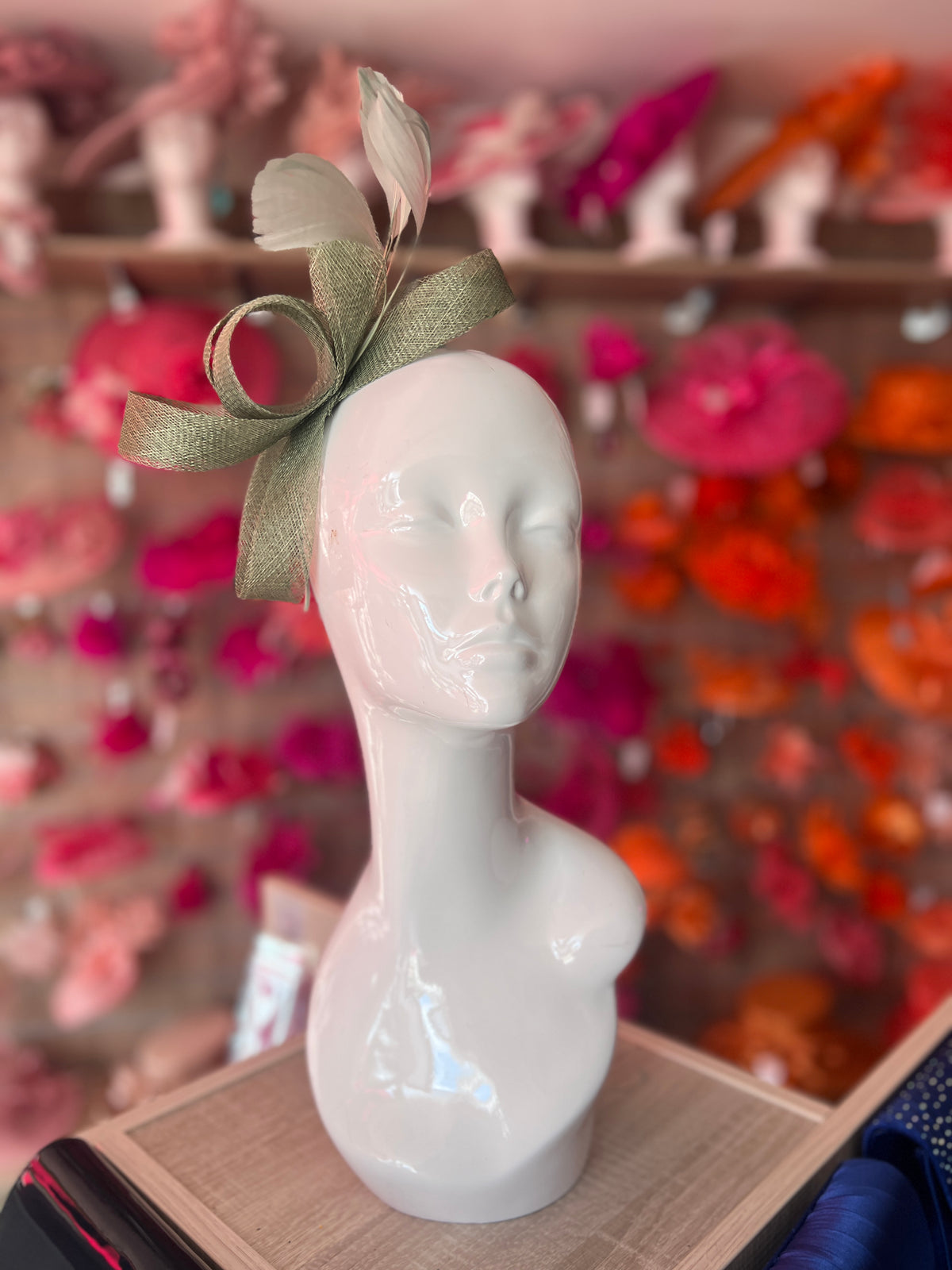 Sage Green Large Loop Feather Headband Fascinator-Fascinators Direct