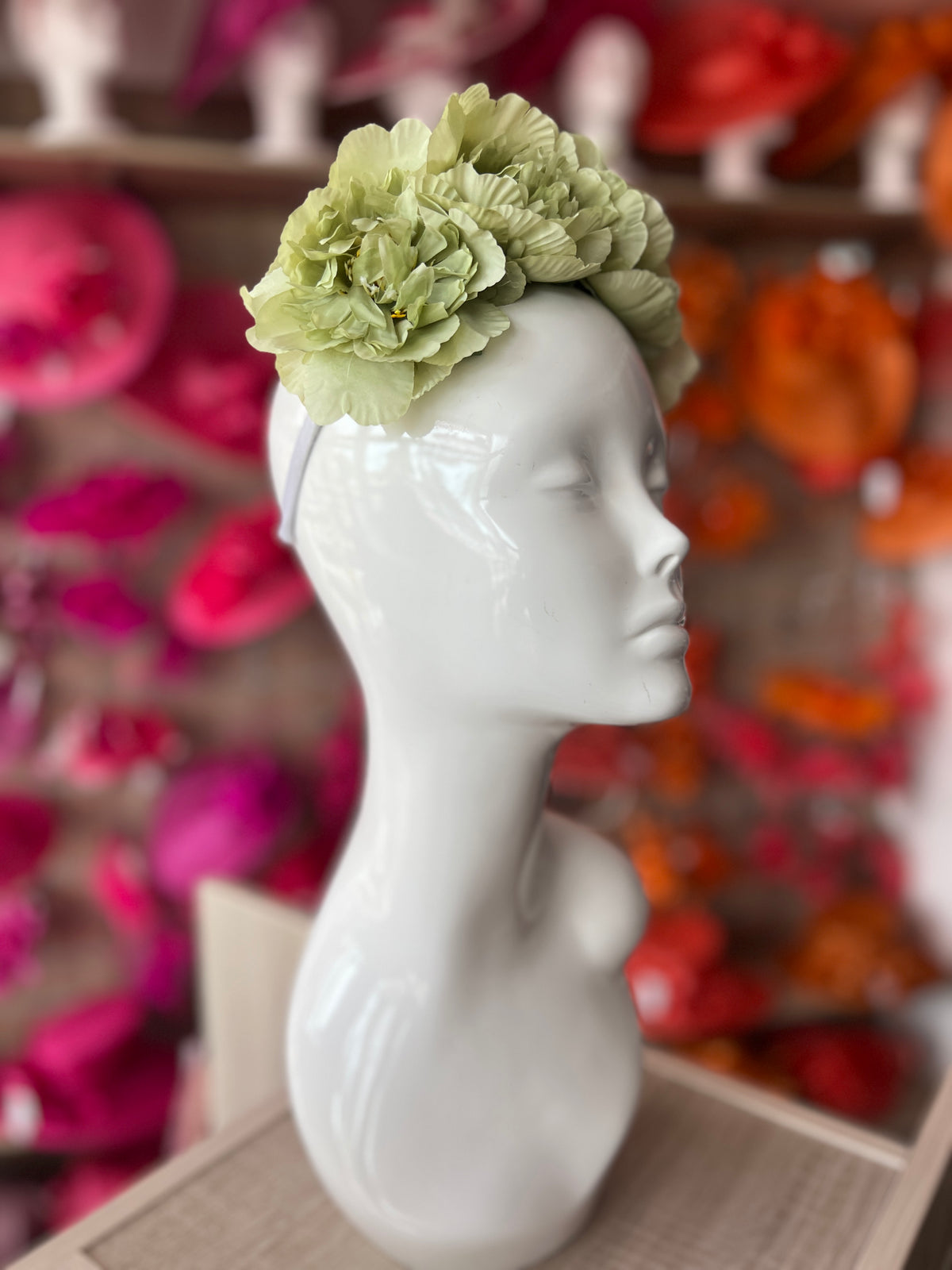 Sage Green Peony flower Crown Headband-Fascinators Direct