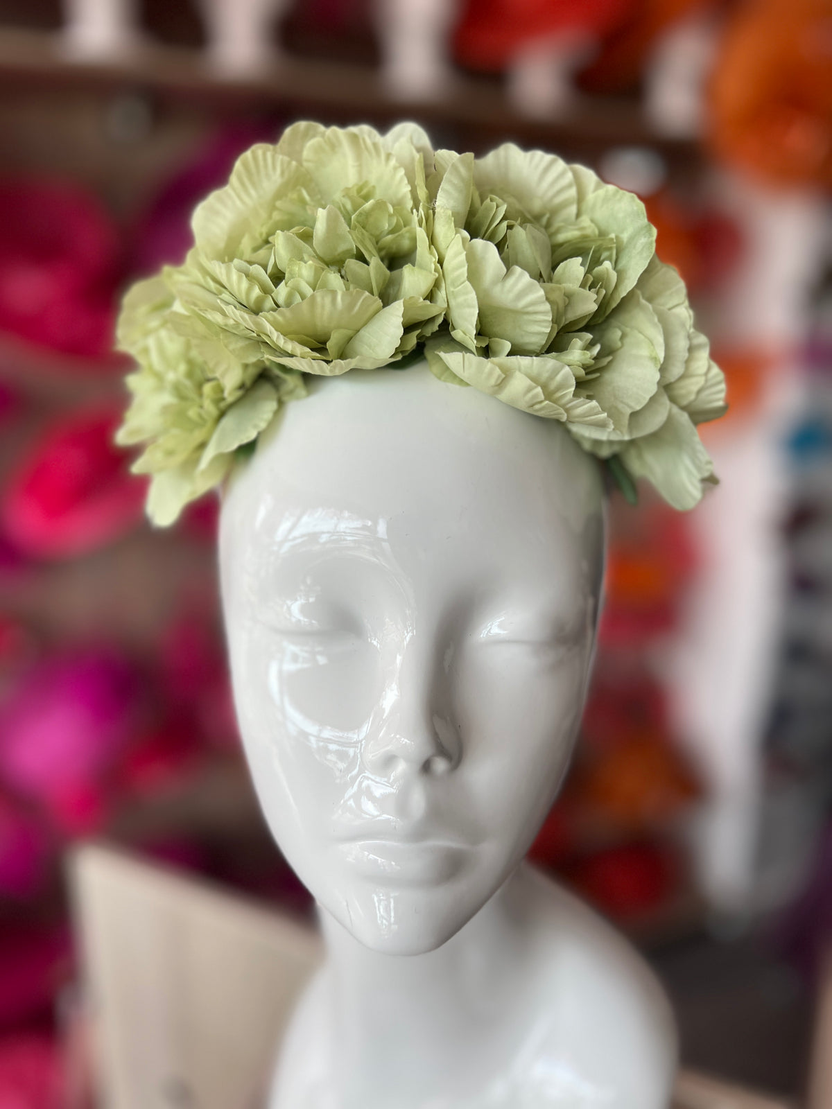 Sage Green Peony flower Crown Headband-Fascinators Direct