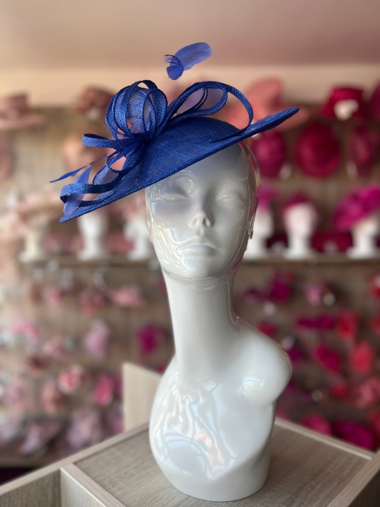 Sapphire Blue Teardrop Disc Fascinator-Fascinators Direct