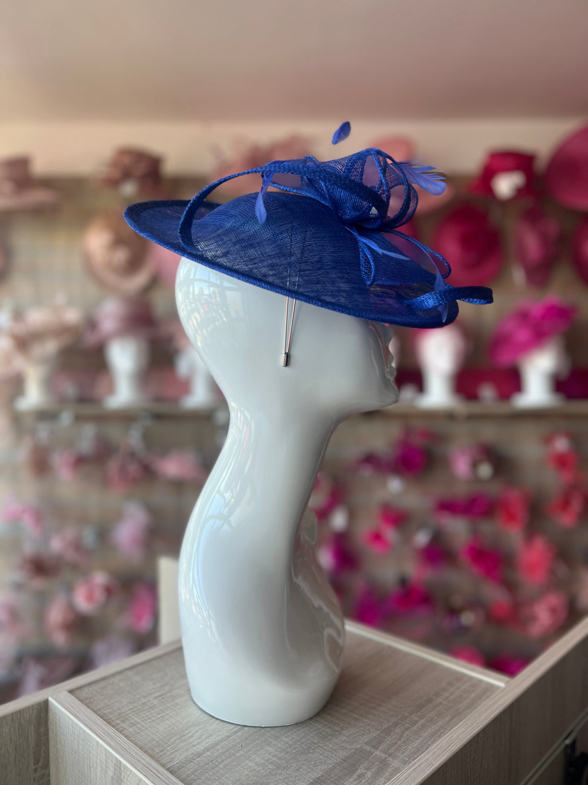 Sapphire Blue Teardrop Disc Fascinator-Fascinators Direct