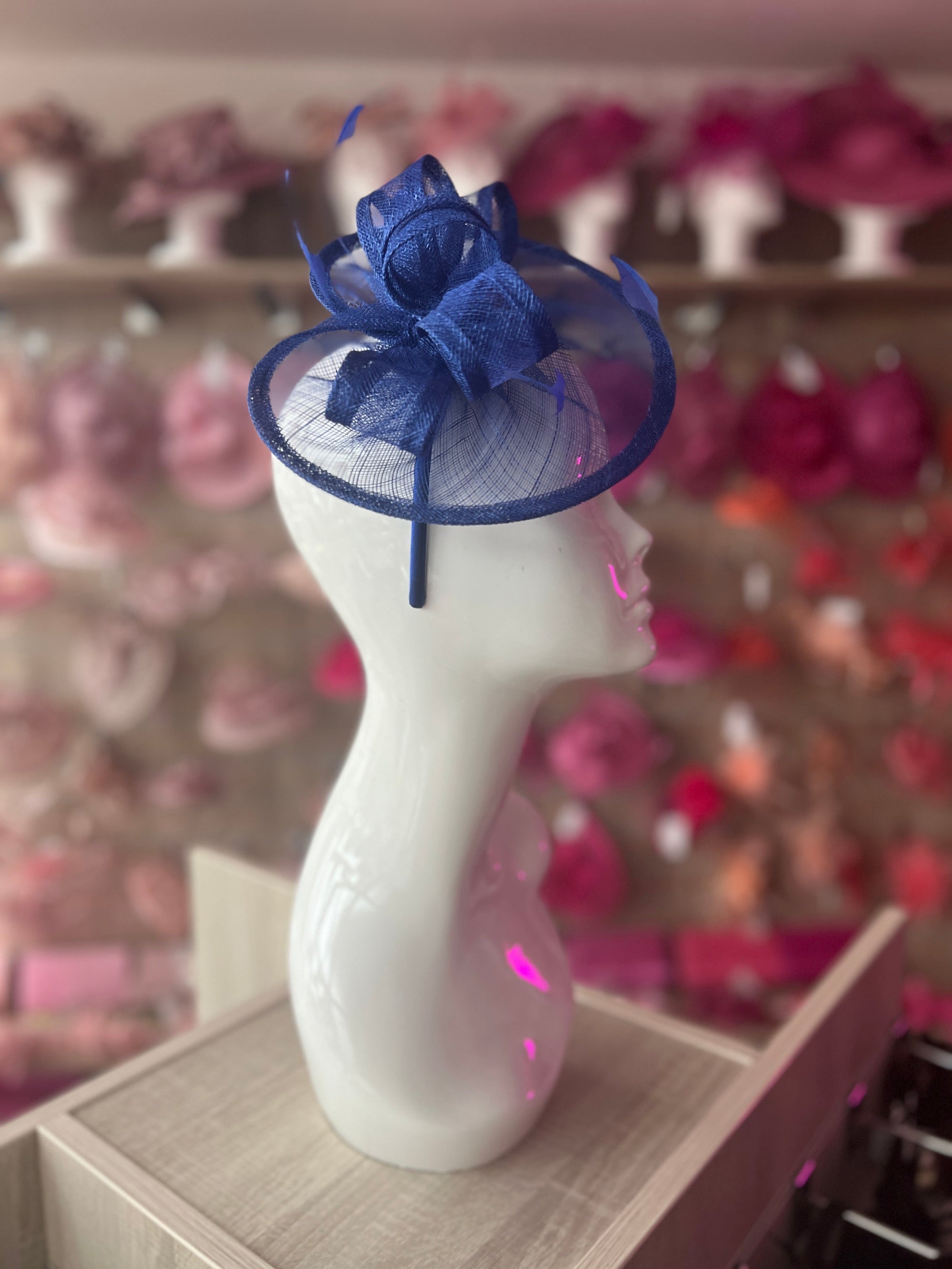 Sapphire Curved Disc Fascinator-Fascinators Direct