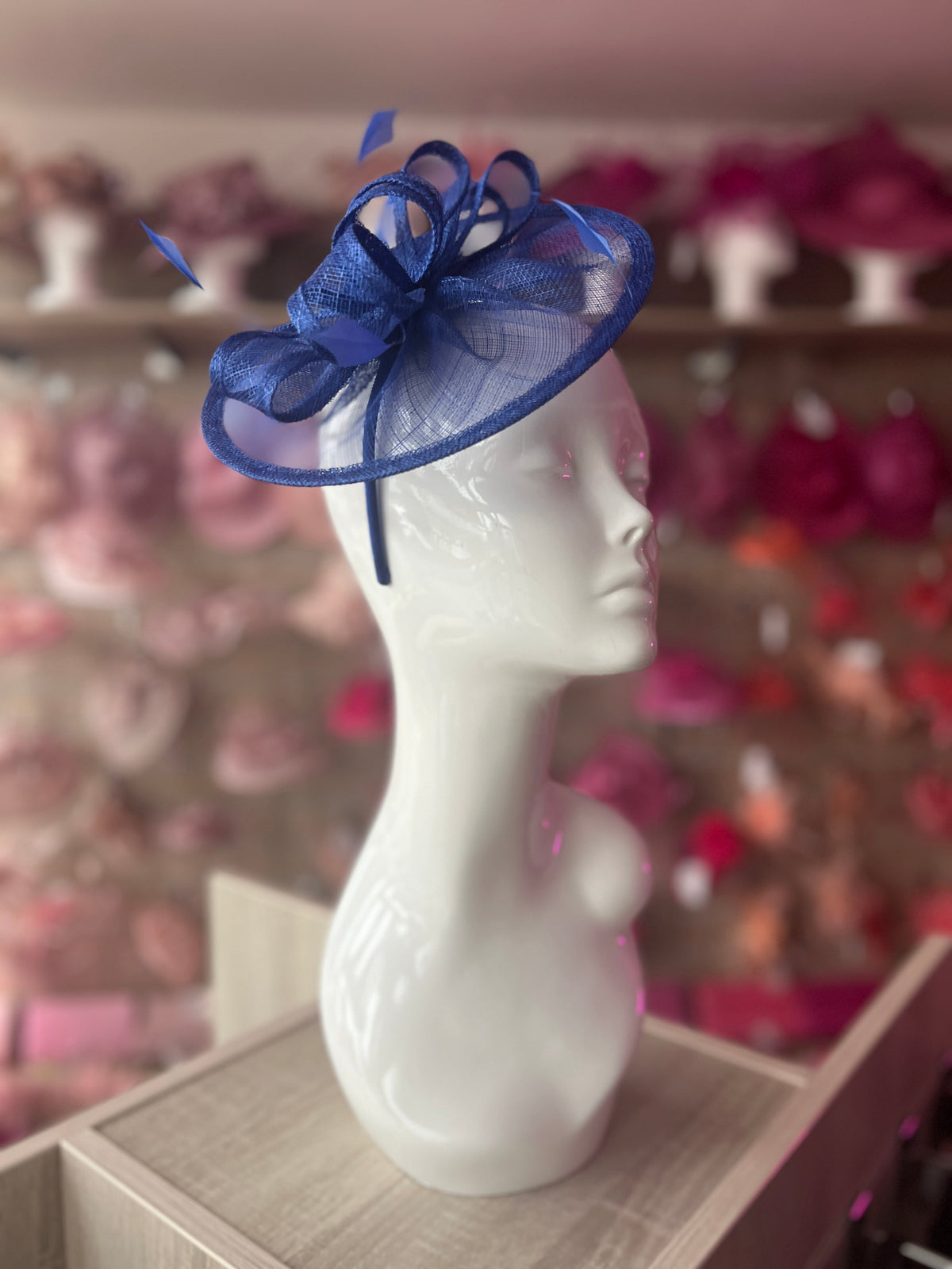 Sapphire Curved Disc Fascinator-Fascinators Direct